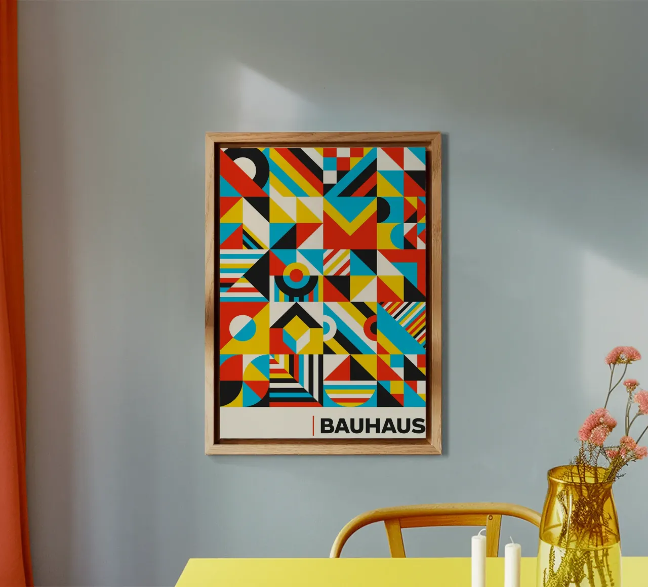 Mosaico astratto geometrico Bauhaus - Pattern di colori primari P alluminio dibond da Grungeo