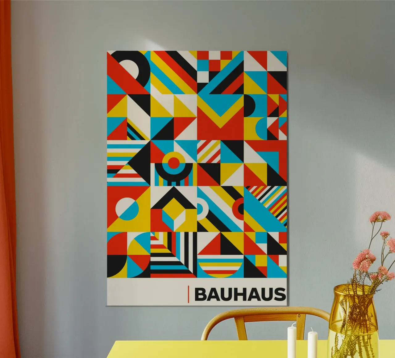 Mosaico astratto geometrico Bauhaus - Pattern di colori primari P alluminio dibond da Grungeo