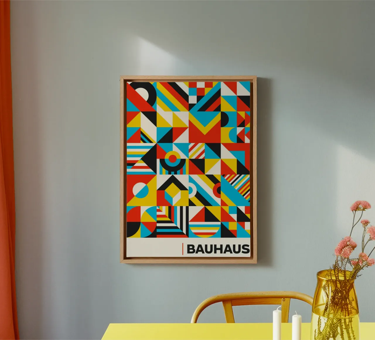 Bauhaus Geometric Abstract Mosaic - Primary Colors Pattern P canvas by Grungeo