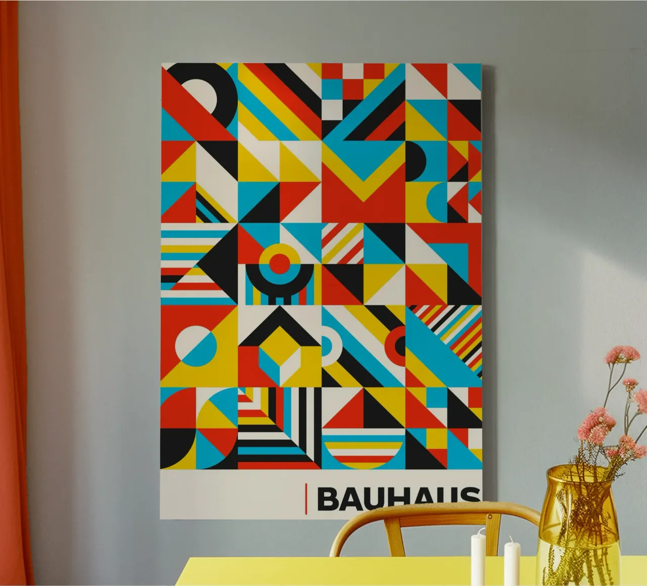 Bauhaus Geometric Abstract Mosaic - Primary Colors Pattern P canvas by Grungeo