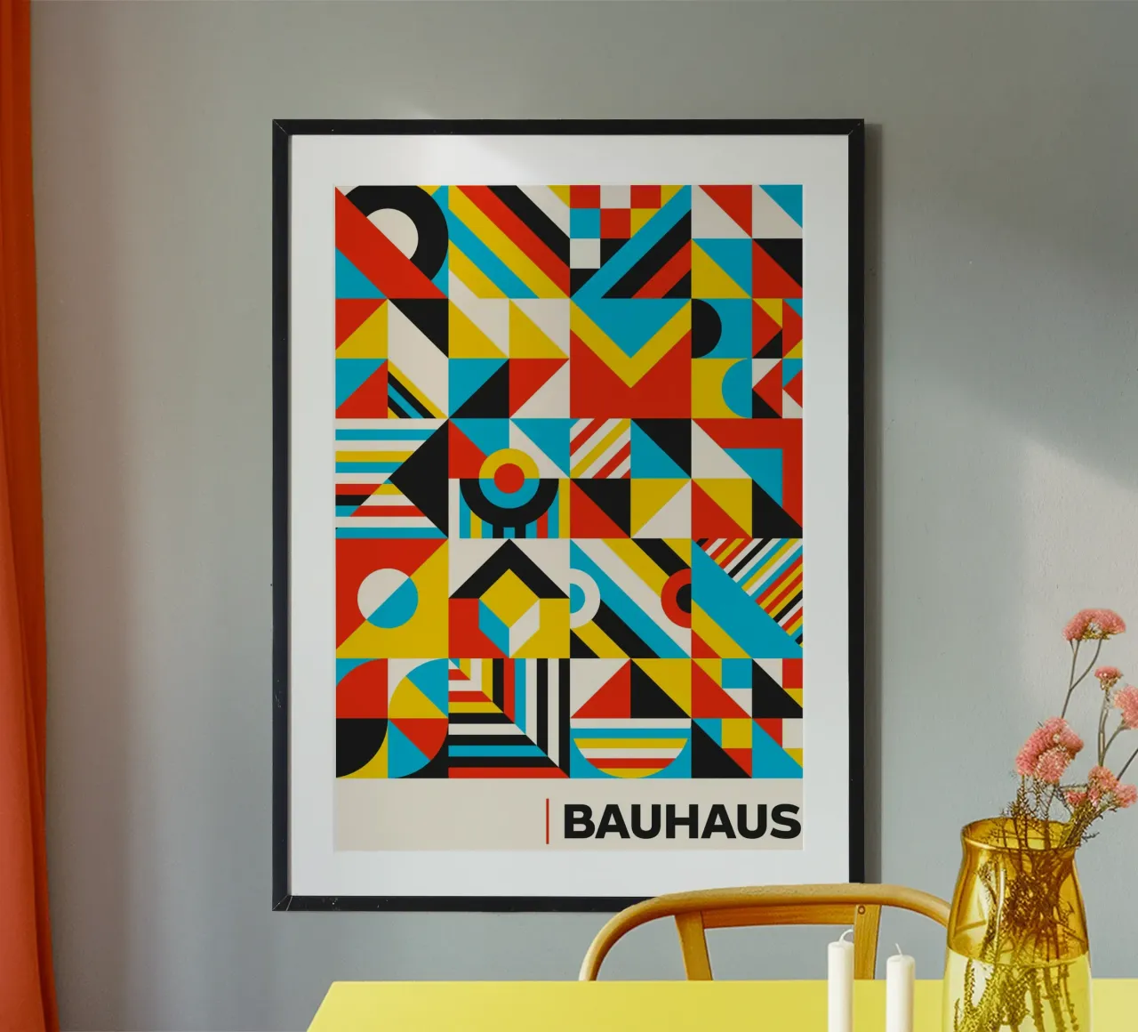 Mosaico astratto geometrico Bauhaus - Pattern di colori primari P poster da Grungeo