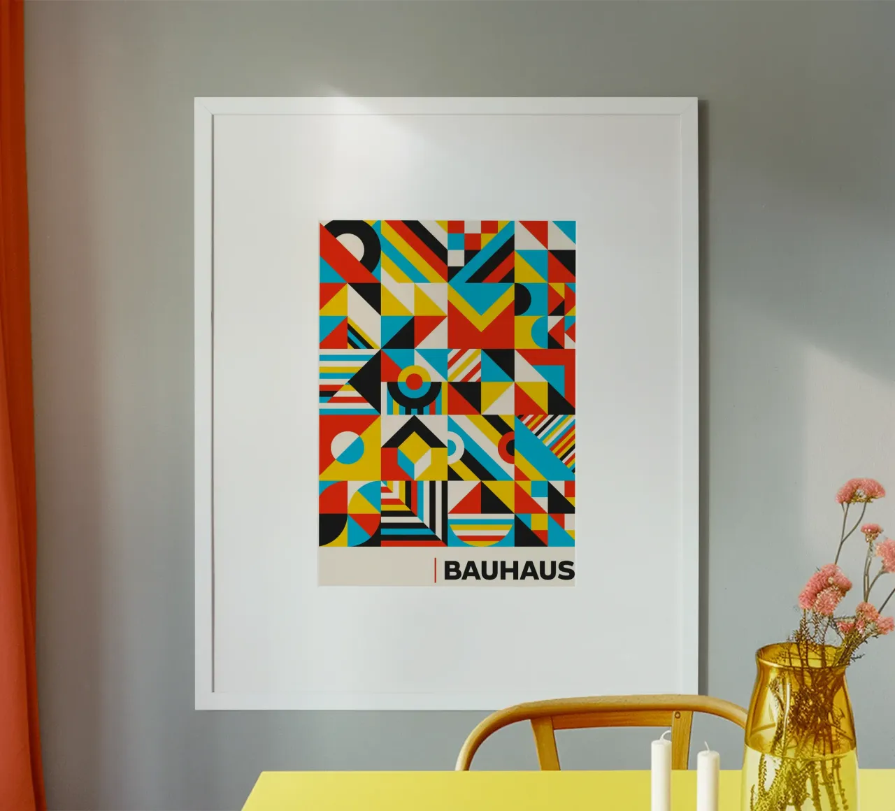 Mosaico astratto geometrico Bauhaus - Pattern di colori primari P poster da Grungeo