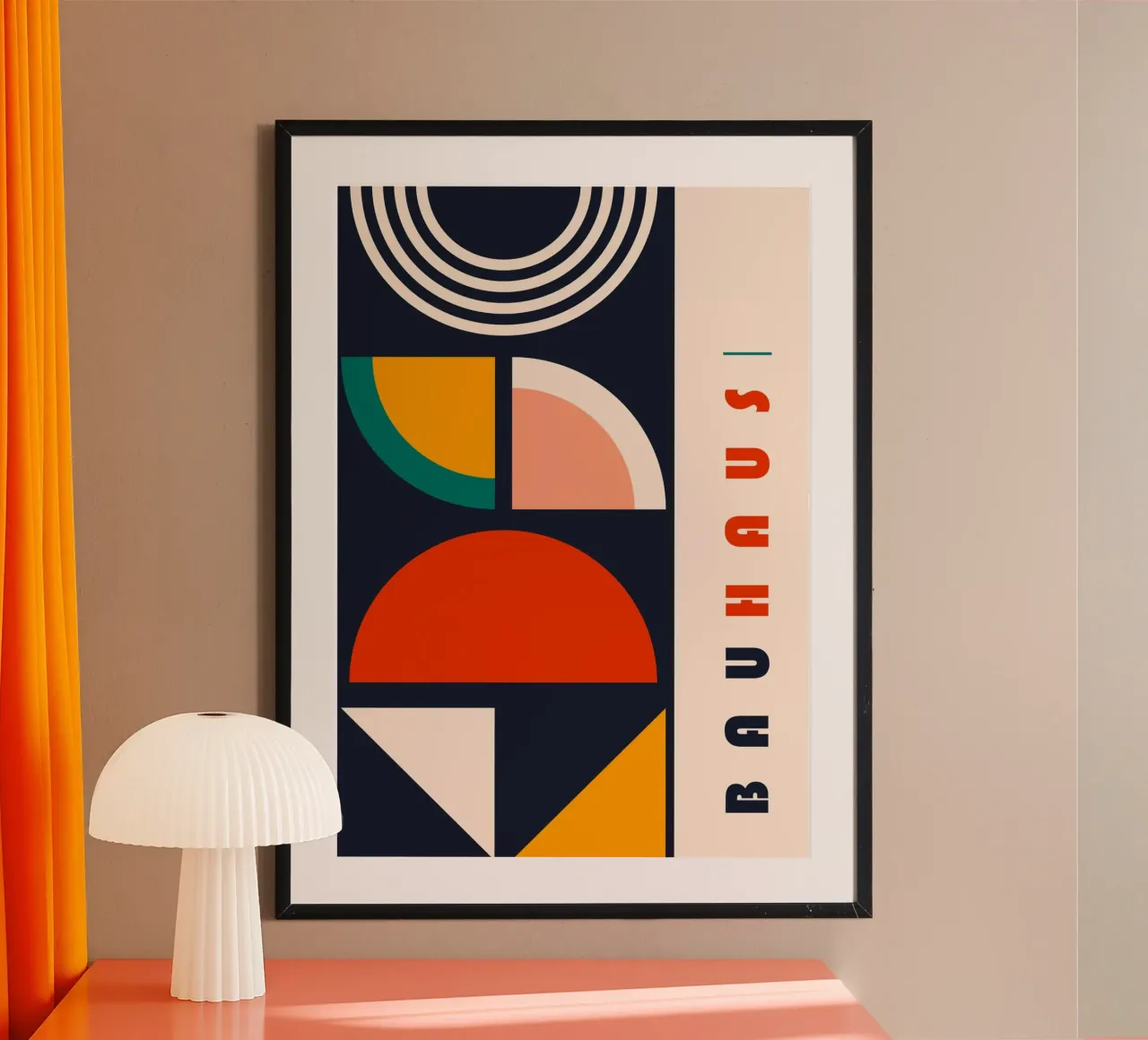 Poster geometrico astratto scuro Bauhaus - archi e triangoli in grassetto carta hahnemühle da Grungeo