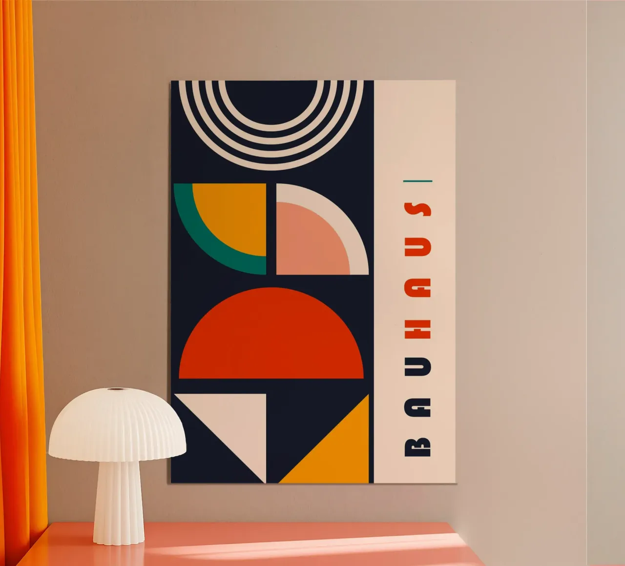 Poster geometrico astratto scuro Bauhaus - archi e triangoli in grassetto carta hahnemühle da Grungeo