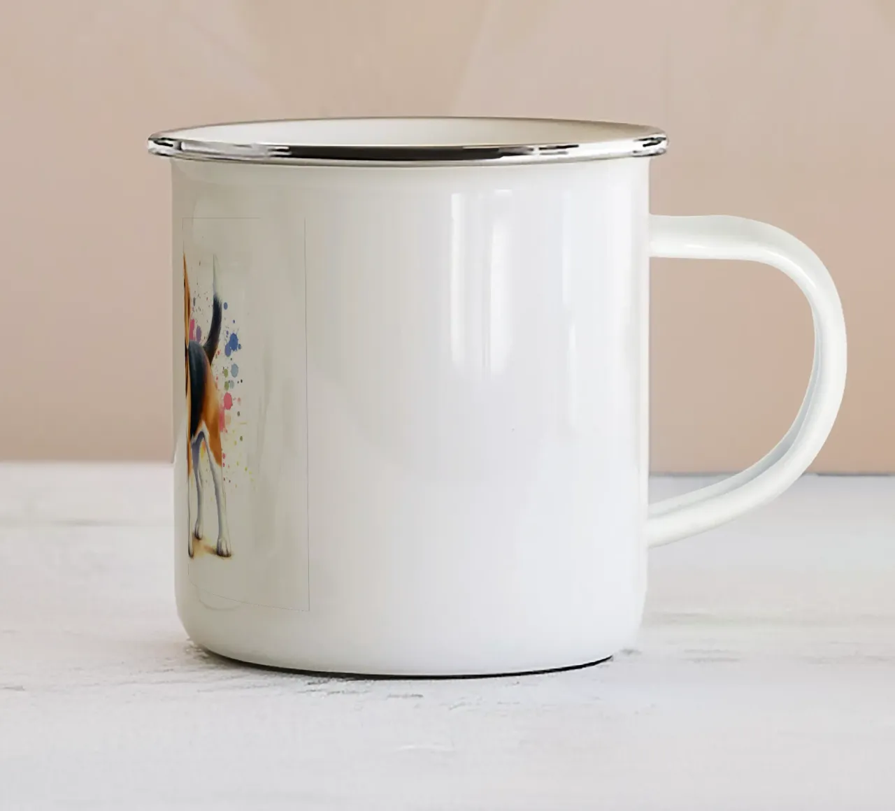 Cane beagle in acquerello tazza in smalto da 🎁 NOBELART