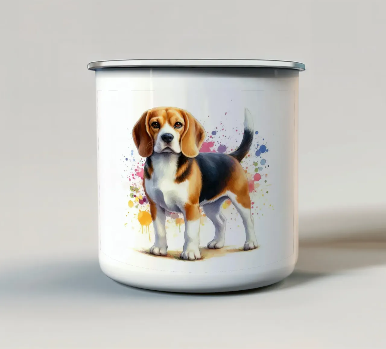 Cane beagle in acquerello tazza in smalto da 🎁 NOBELART