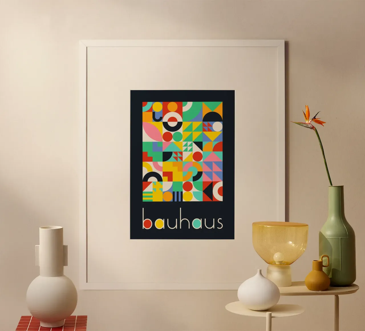 Bauhaus Maximalist Geometric Grid Poster - Vibrant Abstract Hahnemühle von Grungeo
