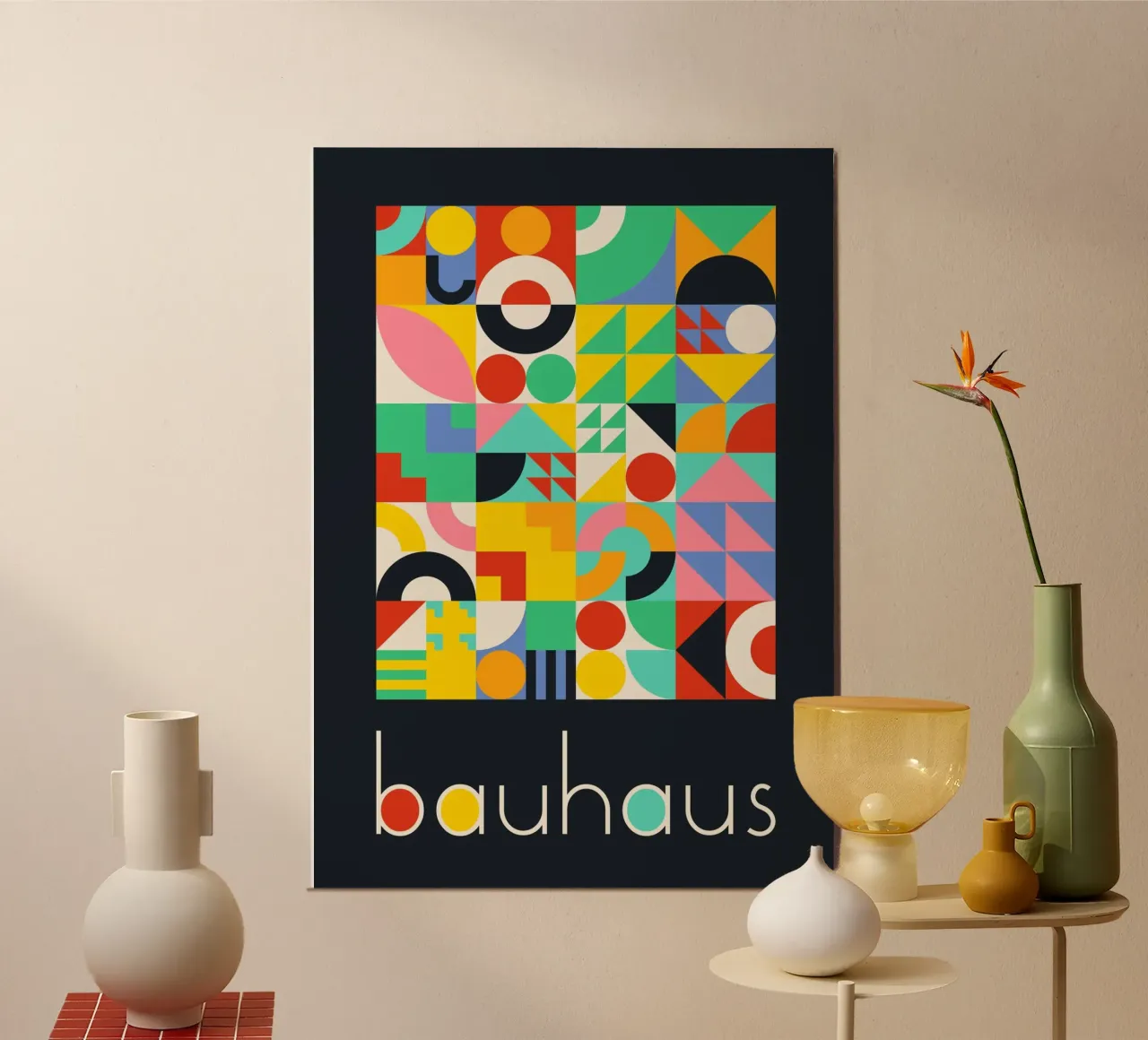 Bauhaus Maximalist Geometric Grid Poster - Vibrant Abstract Hahnemühle von Grungeo