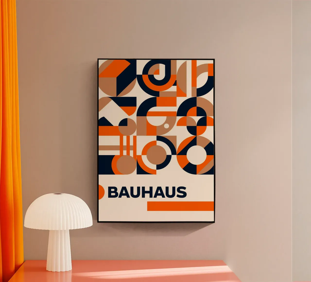 Poster a mosaico Bauhaus Geometry - Tinte calde Navy Abstract Pr plexiglass da Grungeo