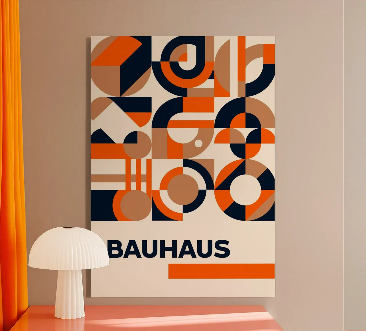 Poster a mosaico Bauhaus Geometry - Tinte calde Navy Abstract Pr plexiglass da Grungeo