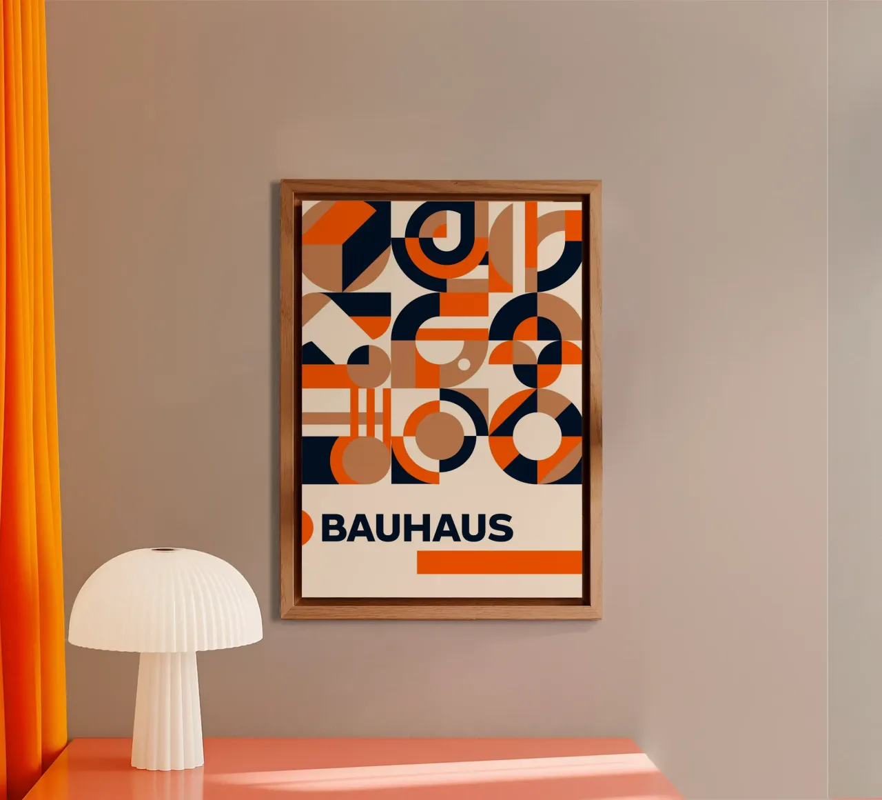 Poster a mosaico Bauhaus Geometry - Tinte calde Navy Abstract Pr pannello forex da Grungeo