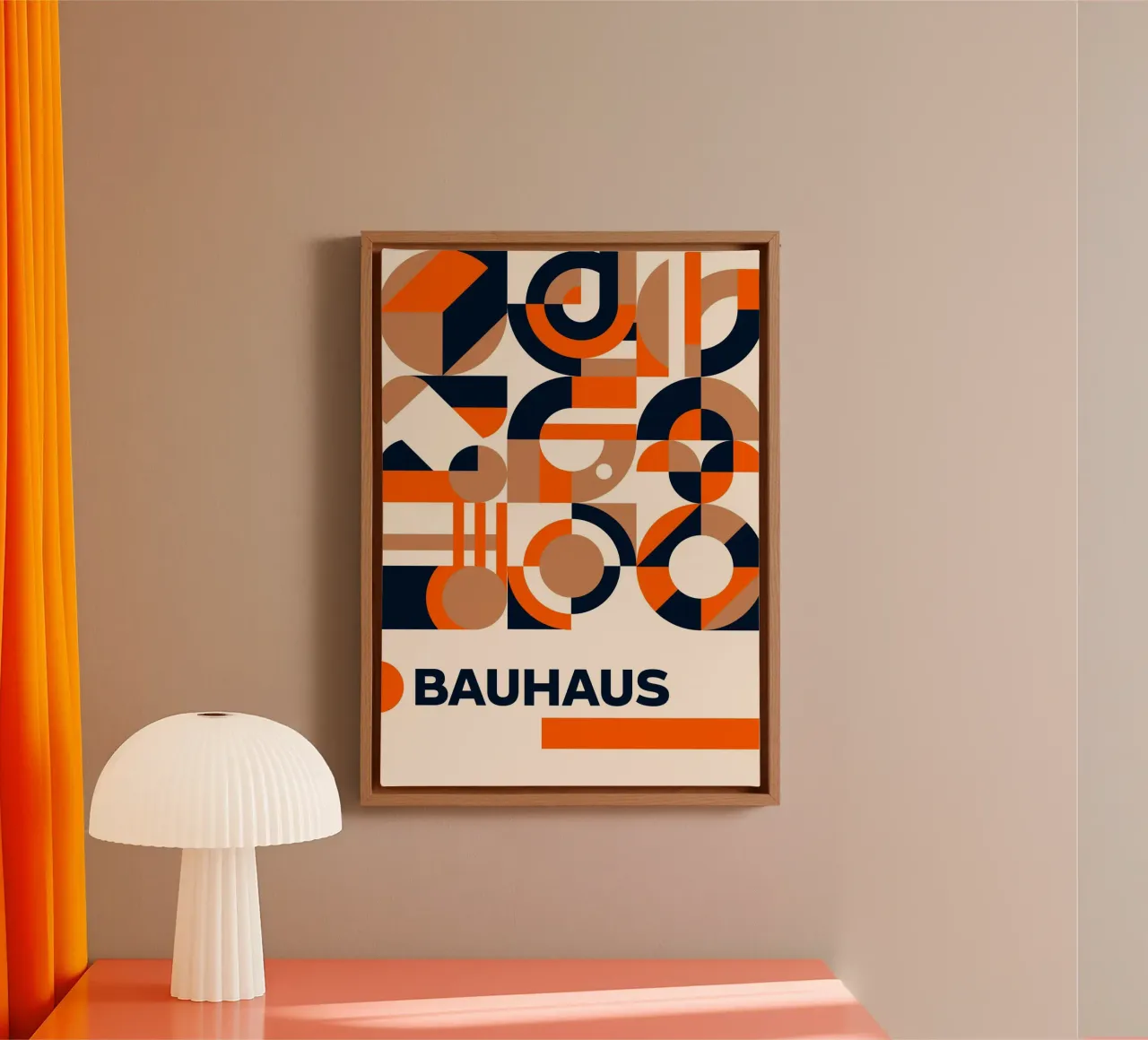 Poster a mosaico Bauhaus Geometry - Tinte calde Navy Abstract Pr tela da Grungeo