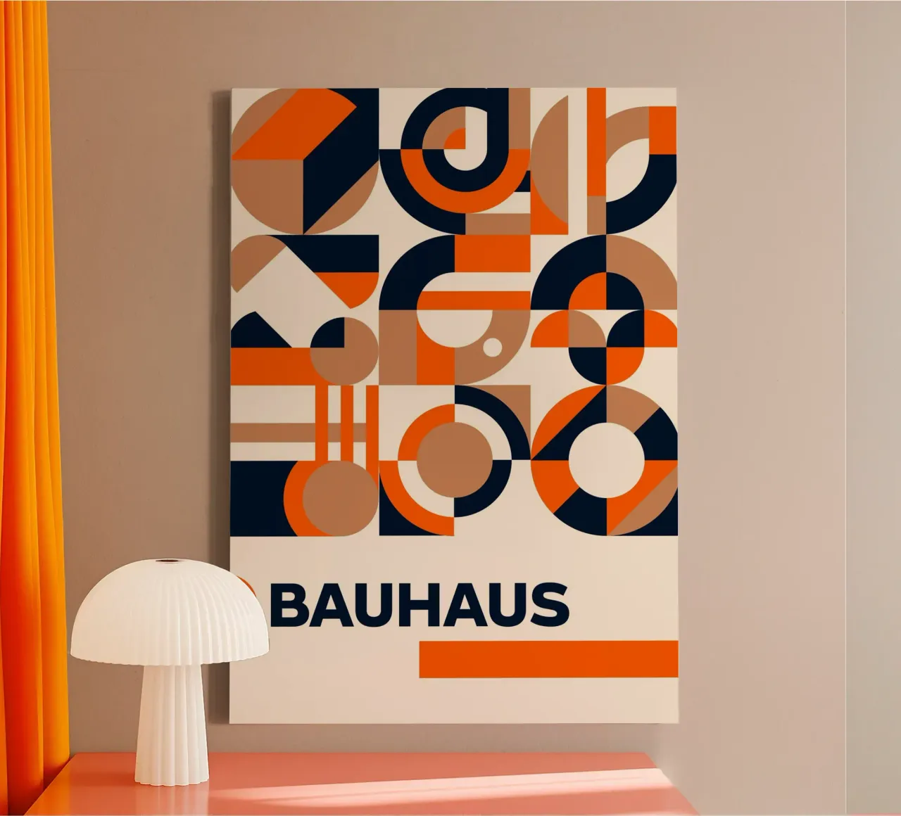 Poster a mosaico Bauhaus Geometry - Tinte calde Navy Abstract Pr tela da Grungeo