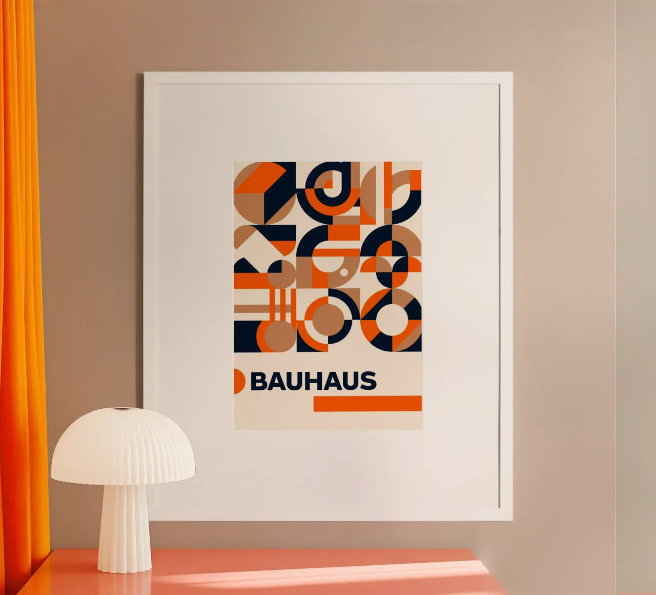 Poster a mosaico Bauhaus Geometry - Tinte calde Navy Abstract Pr carta hahnemühle da Grungeo