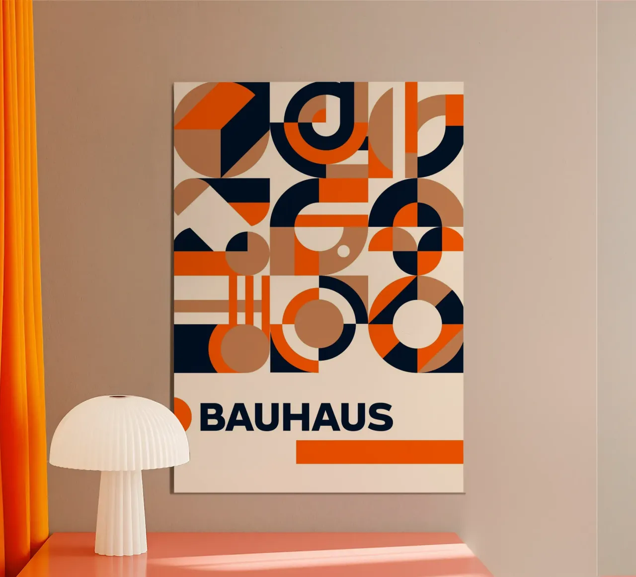 Poster a mosaico Bauhaus Geometry - Tinte calde Navy Abstract Pr carta hahnemühle da Grungeo