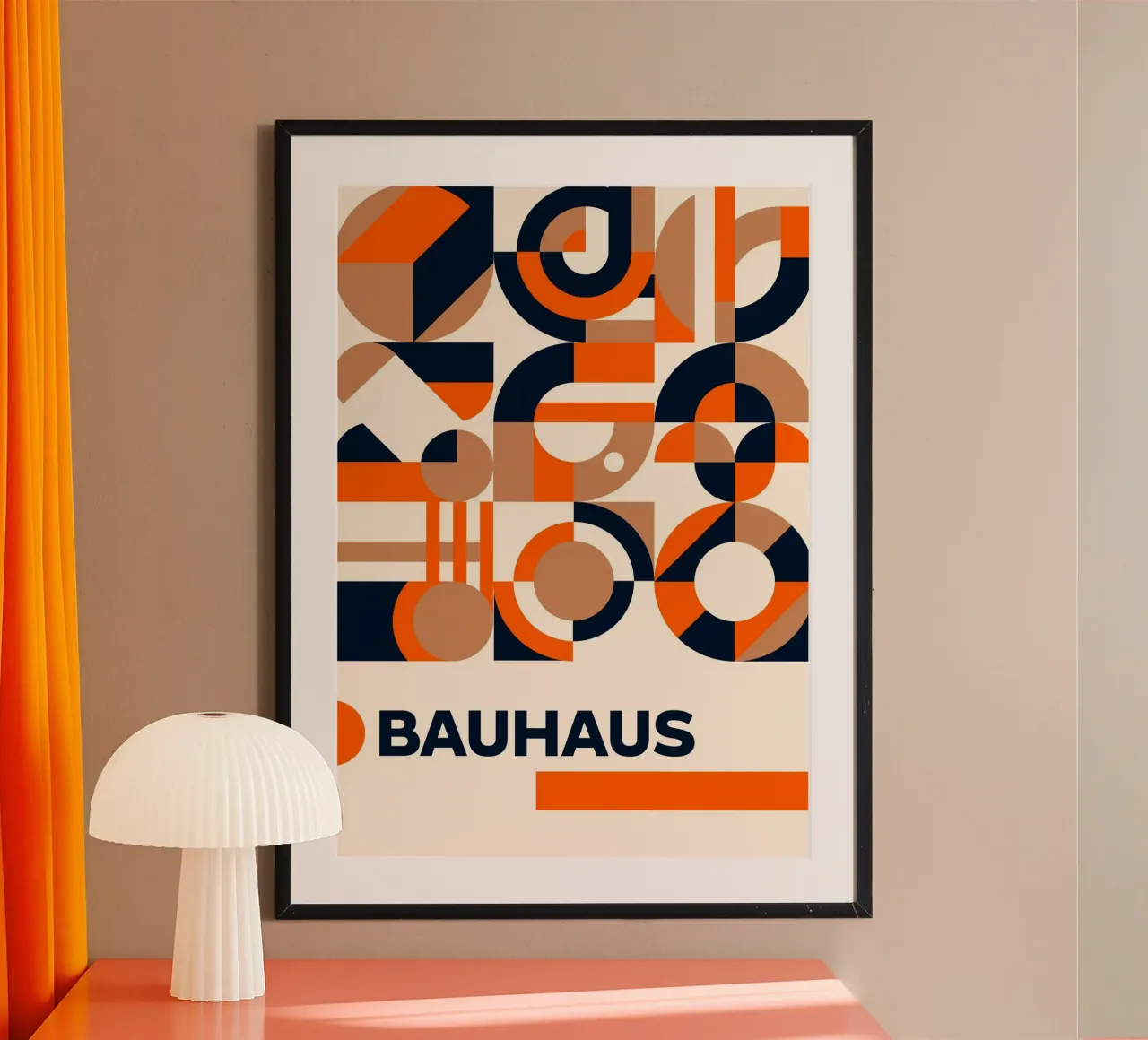 Poster a mosaico Bauhaus Geometry - Tinte calde Navy Abstract Pr carta hahnemühle da Grungeo