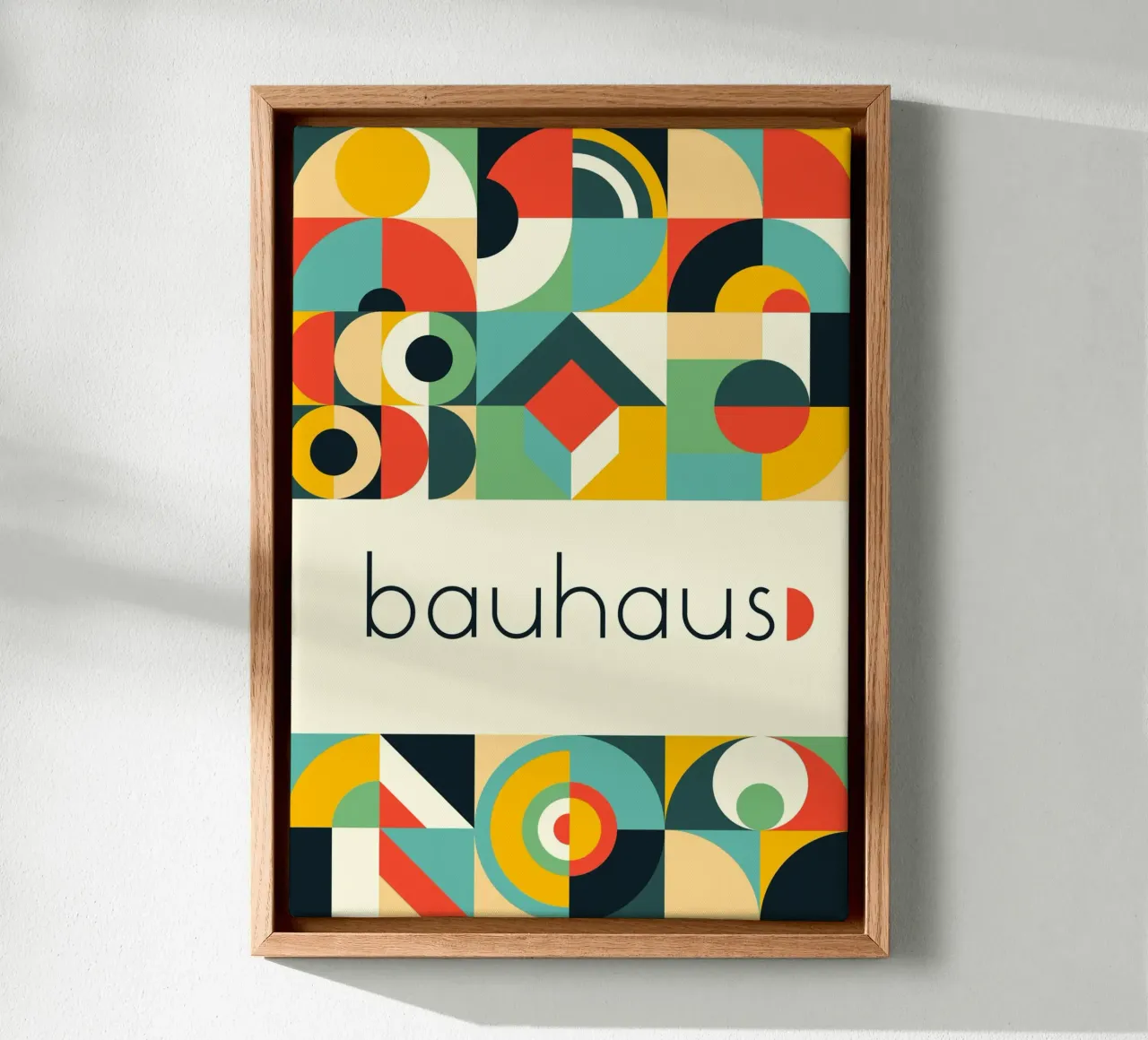 Bauhaus Geometric Grid Poster - Abstract Circles & Squares P canvas by Grungeo