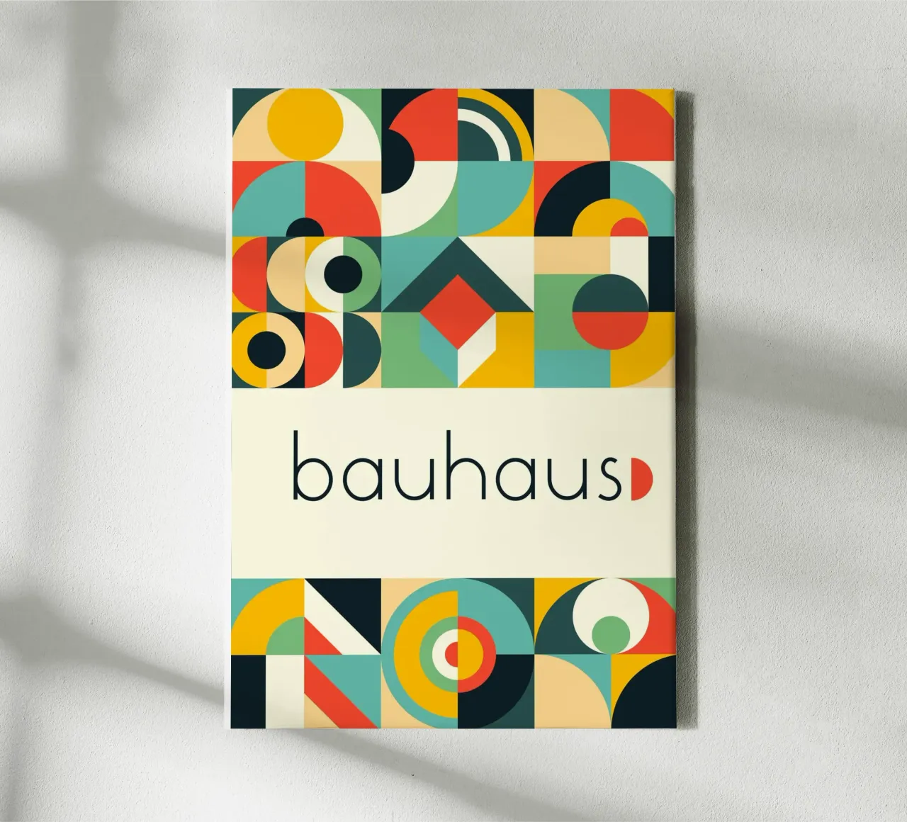 Bauhaus Geometric Grid Poster - Abstract Circles & Squares P canvas by Grungeo