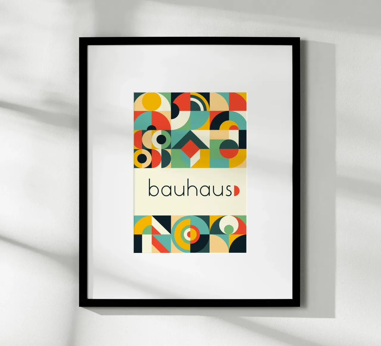 Bauhaus Geometric Grid Poster - Abstract Circles & Squares P hahnemühle by Grungeo