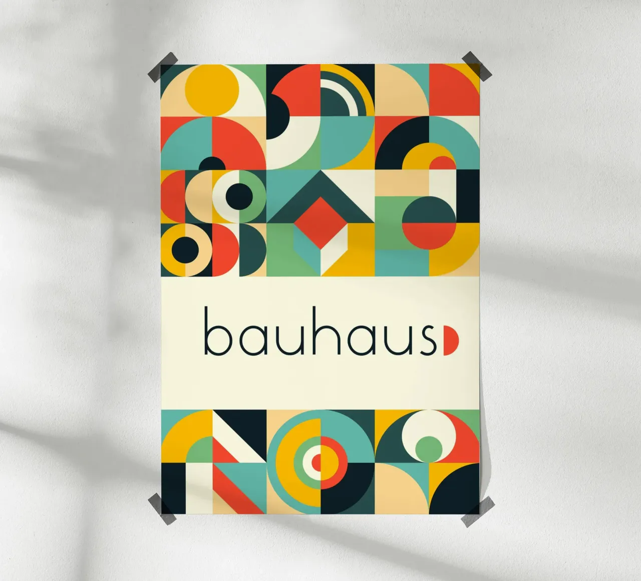 Bauhaus Geometric Grid Poster - Abstract Circles & Squares P hahnemühle by Grungeo