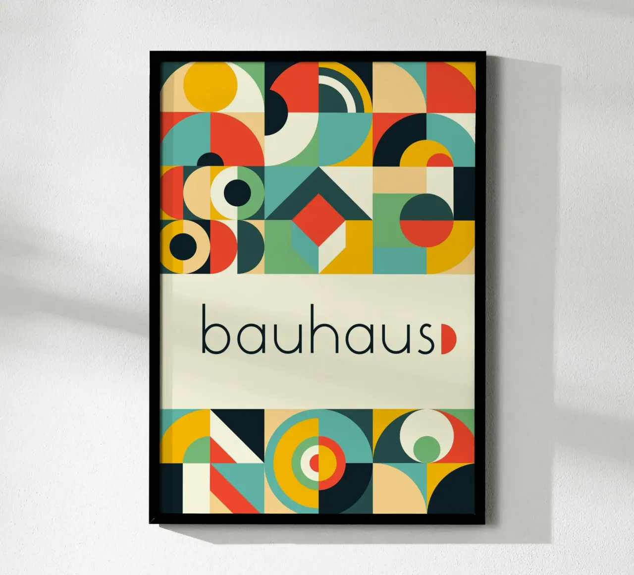 Bauhaus Geometric Grid Poster - Abstract Circles & Squares P hahnemühle by Grungeo