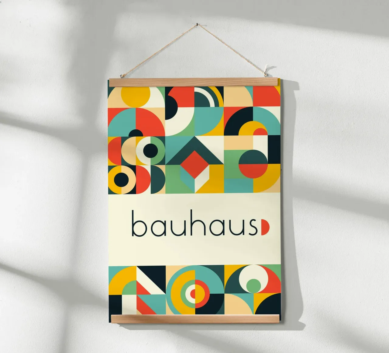 Bauhaus Geometric Grid Poster - Abstract Circles & Squares P hahnemühle by Grungeo
