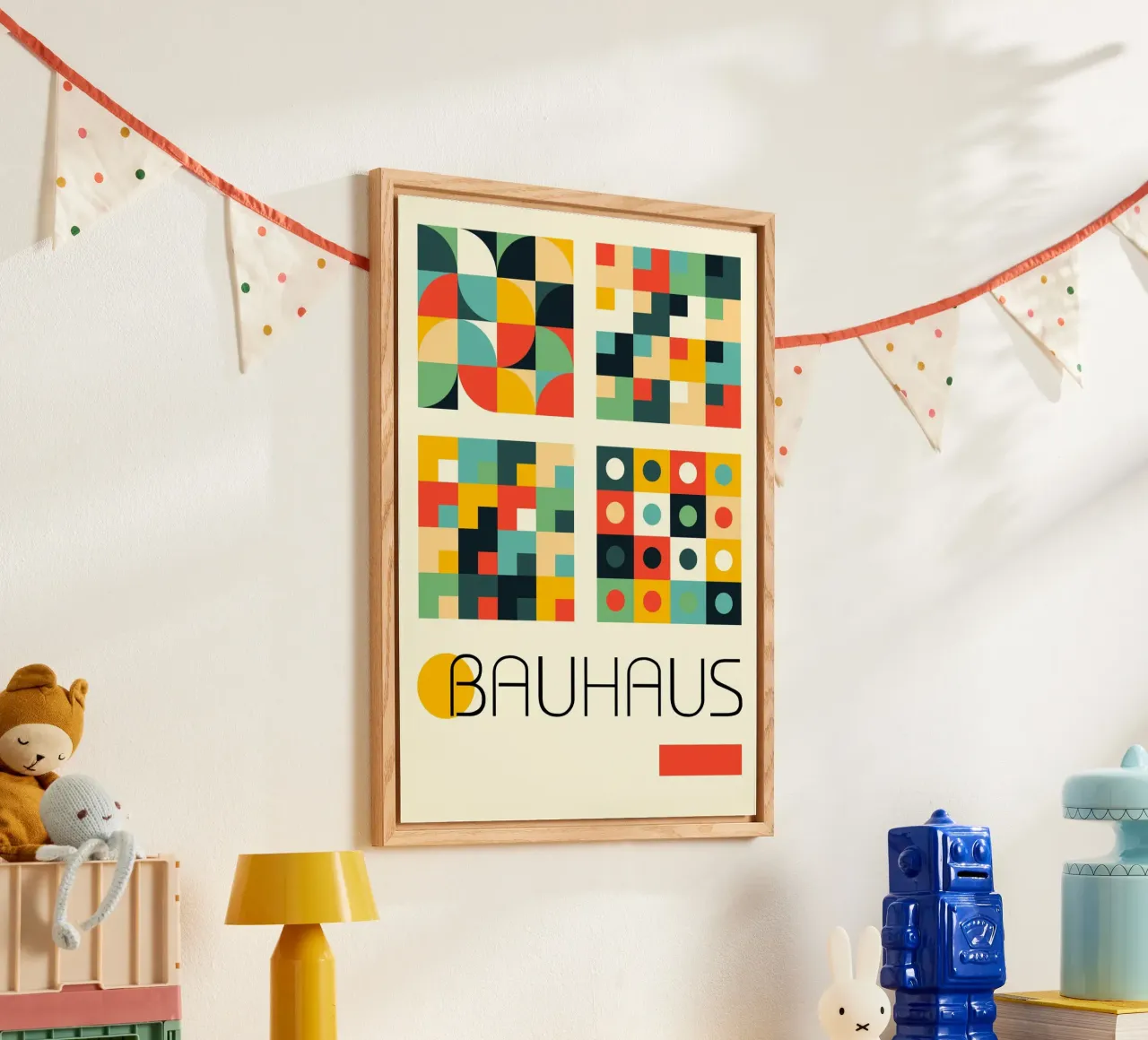 Poster Bauhaus Modular Grid - Abstract Circles Squares Print plexiglas de Grungeo