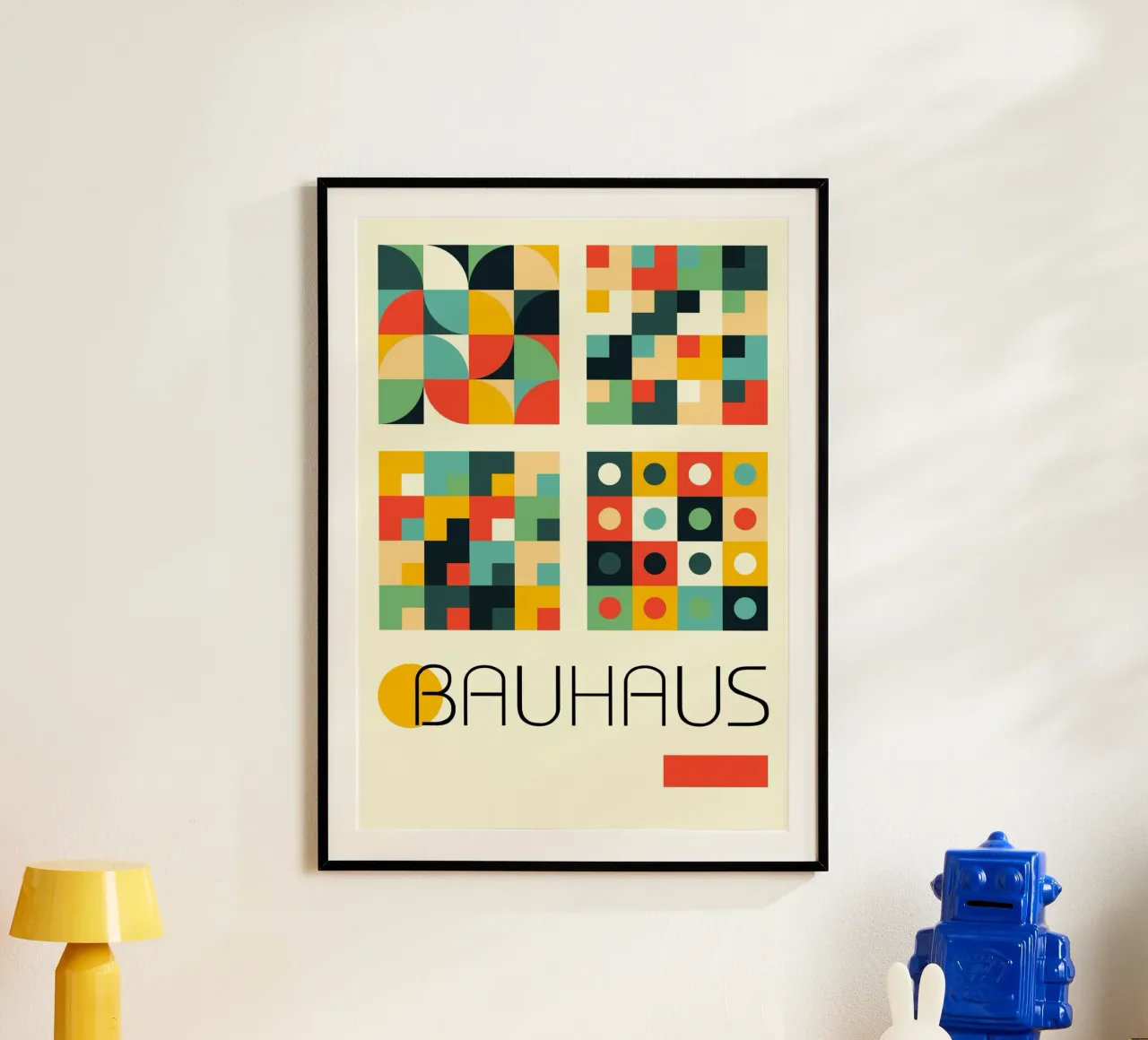 Bauhaus Modular Grid Poster - Abstract Circles Squares Print hahnemühle by Grungeo