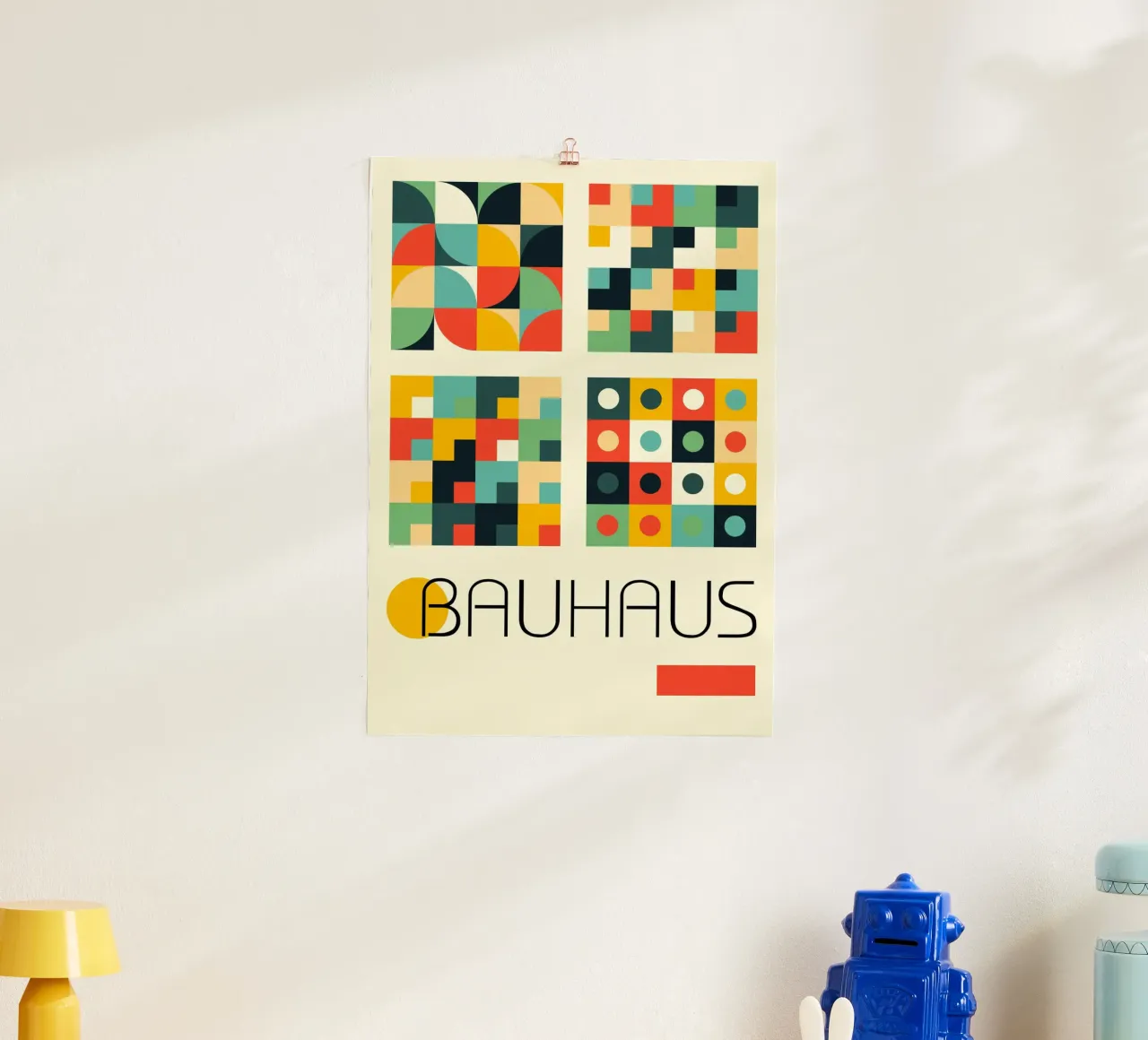 Bauhaus Modular Grid Poster - Abstract Circles Squares Print hahnemühle by Grungeo