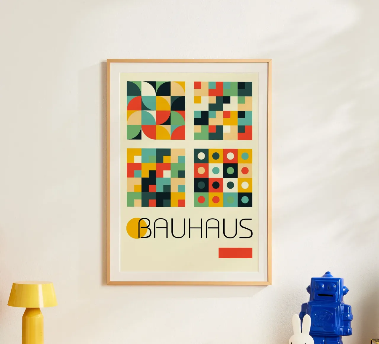 Bauhaus Modular Grid Poster - Abstract Circles Squares Print hahnemühle by Grungeo