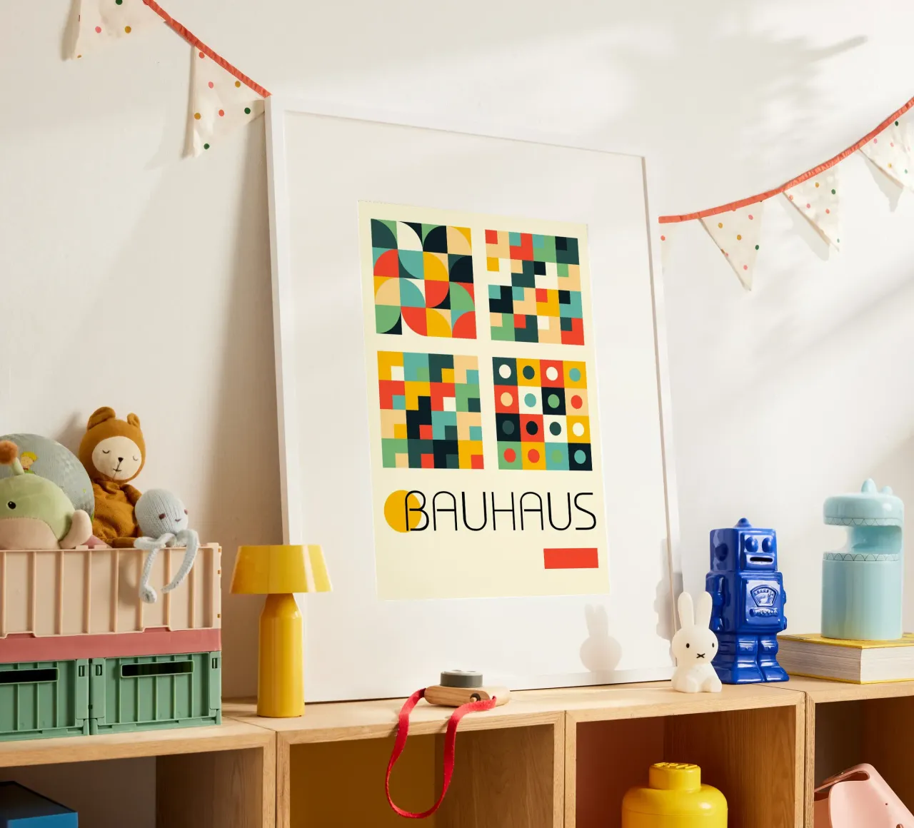 Bauhaus Modular Grid Poster - Abstract Circles Squares Print hahnemühle by Grungeo