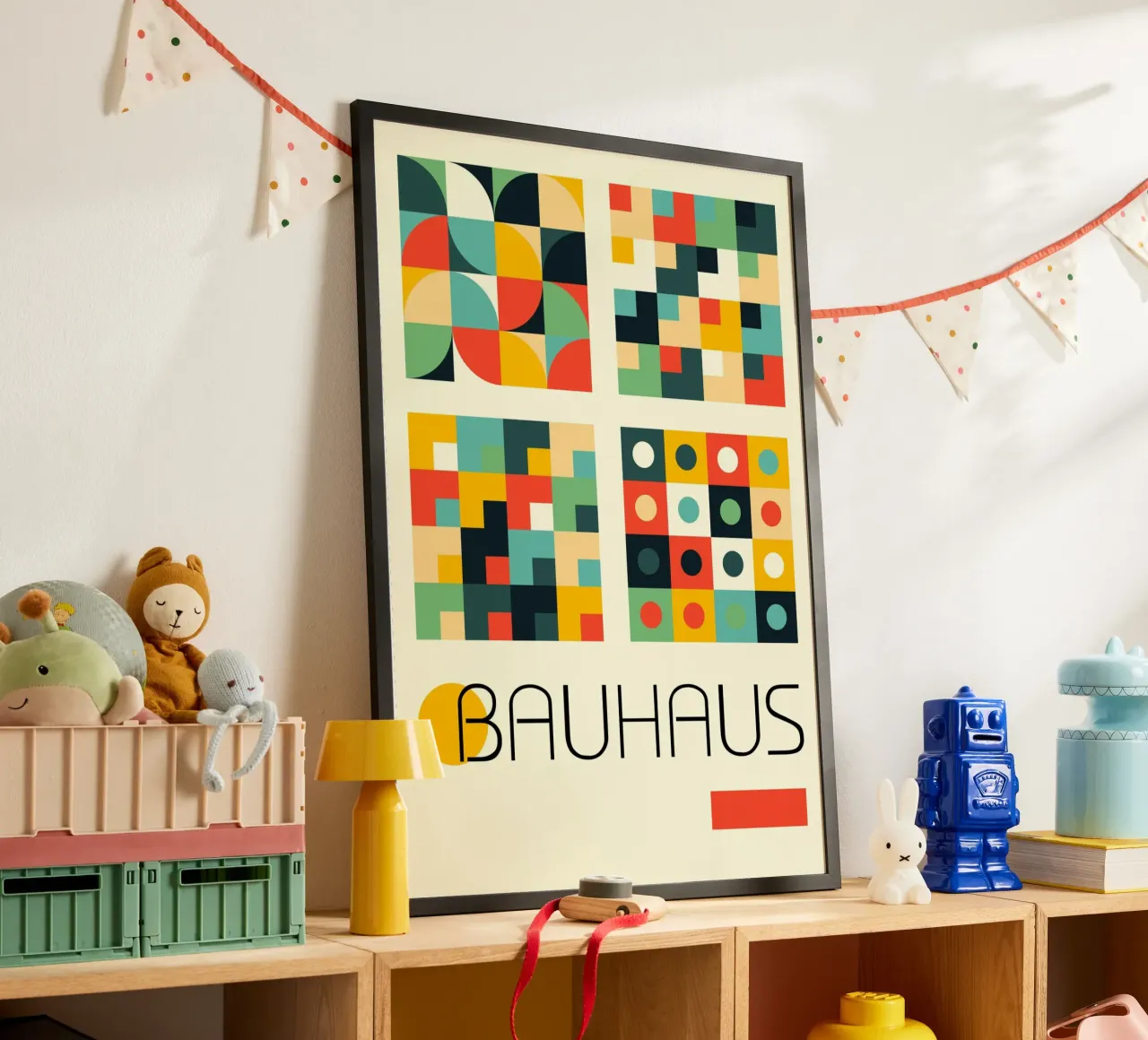 Bauhaus Modular Grid Poster - Abstract Circles Squares Print hahnemühle by Grungeo