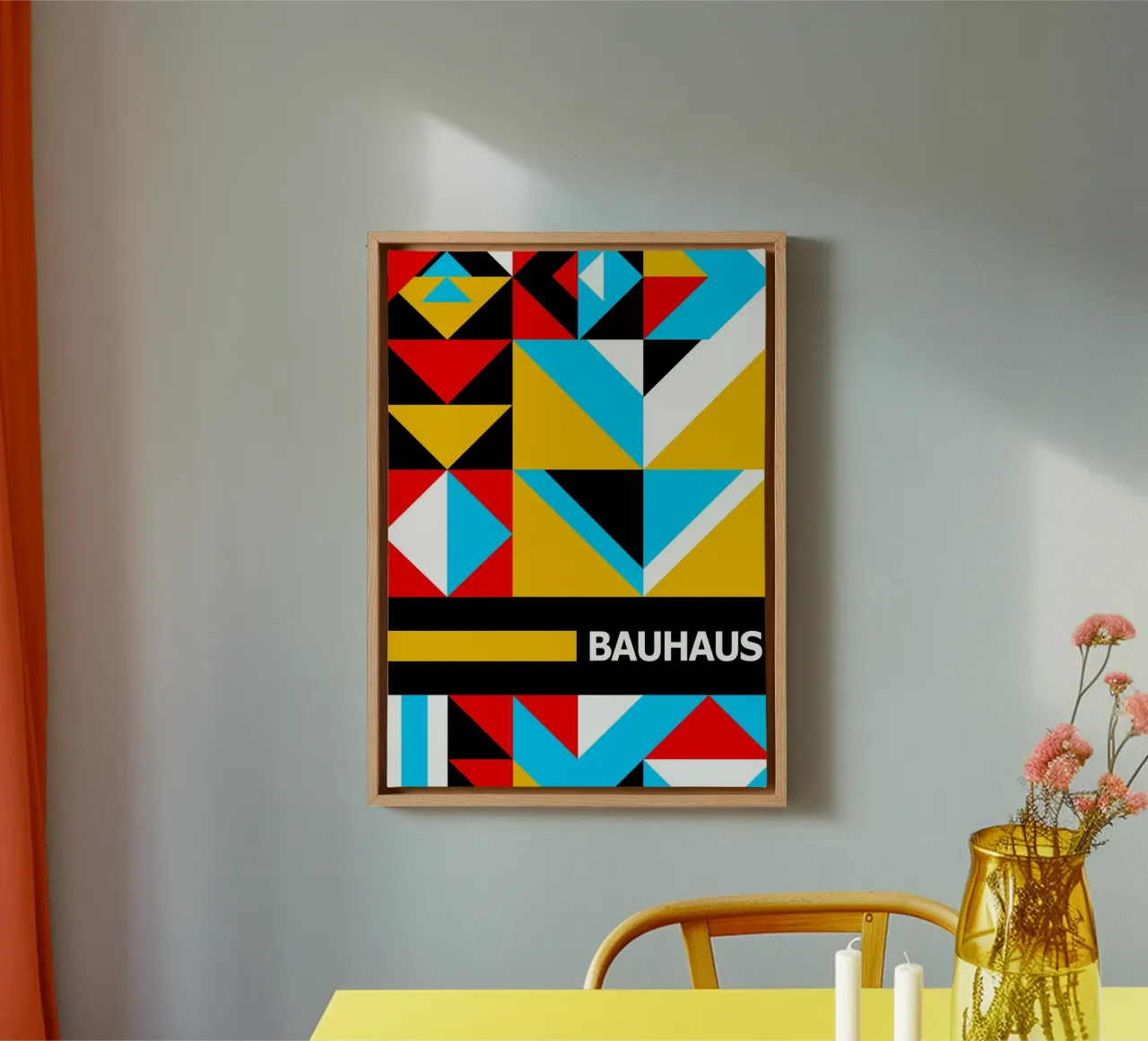 Bauhaus Primary Colors Mosaic - Abstract Geometric Art Print canvas by Grungeo