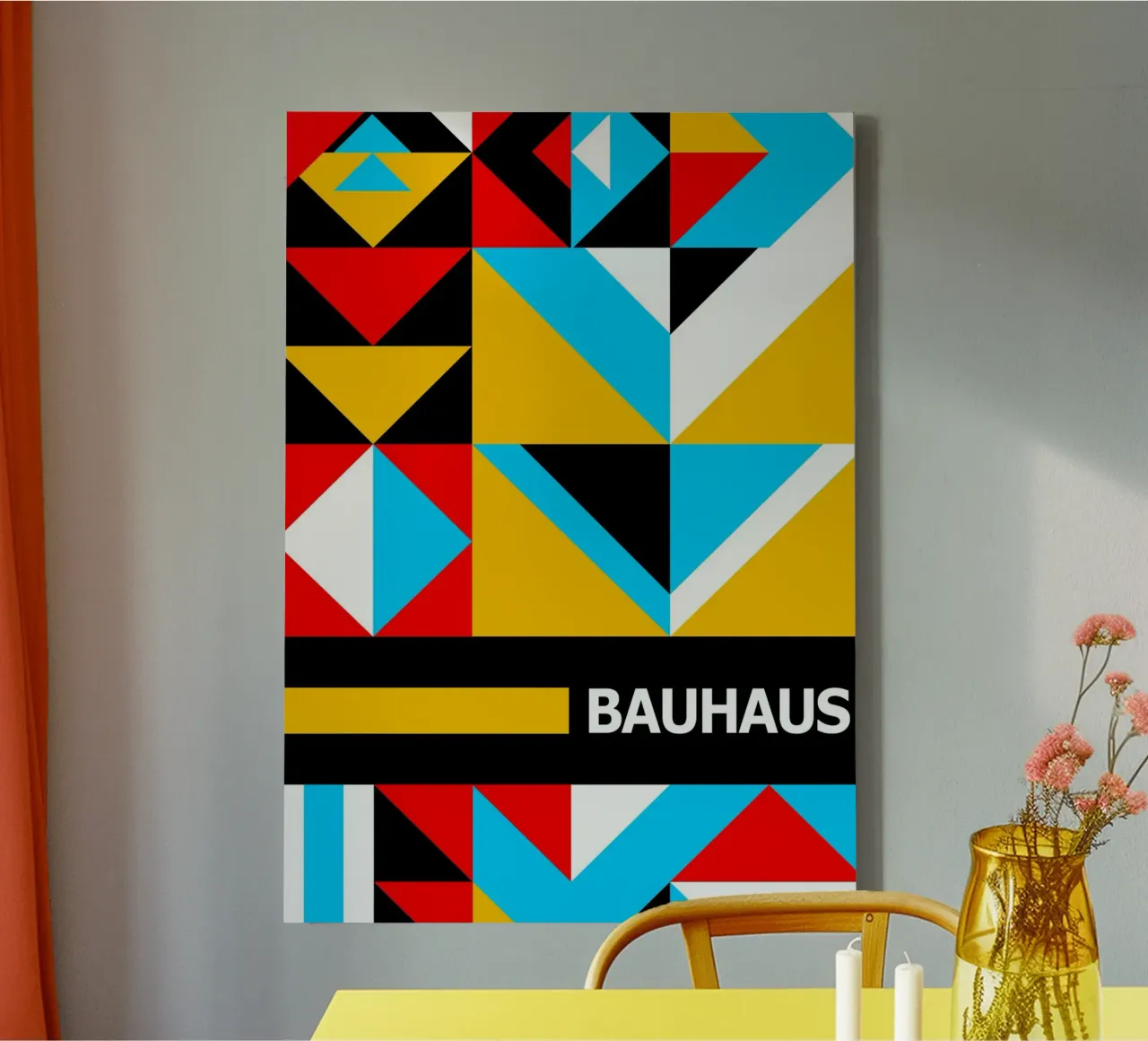Bauhaus Primary Colors Mosaic - Abstract Geometric Art Print canvas by Grungeo