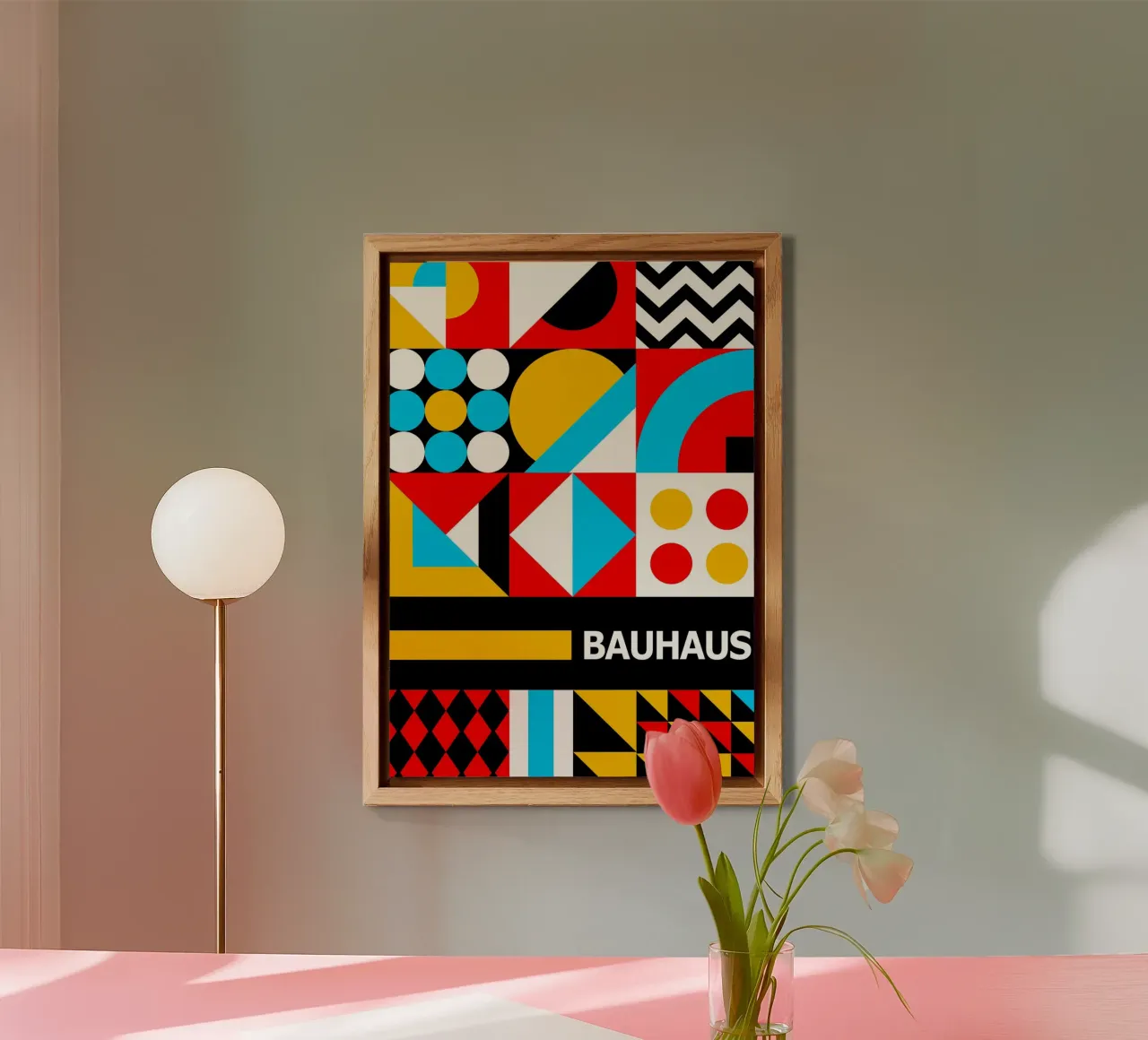 Bauhaus Pattern Grid Poster - Primary Colors Zigzag Abstract placa de forex de Grungeo