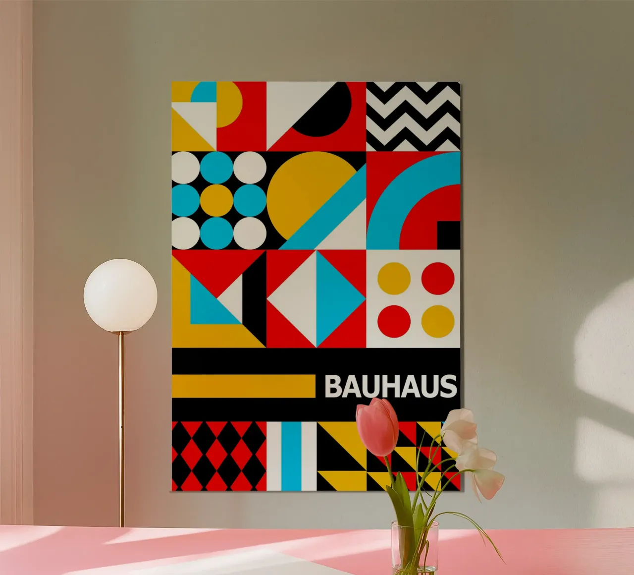 Bauhaus Pattern Grid Poster - Primary Colors Zigzag Abstract hahnemühle de Grungeo