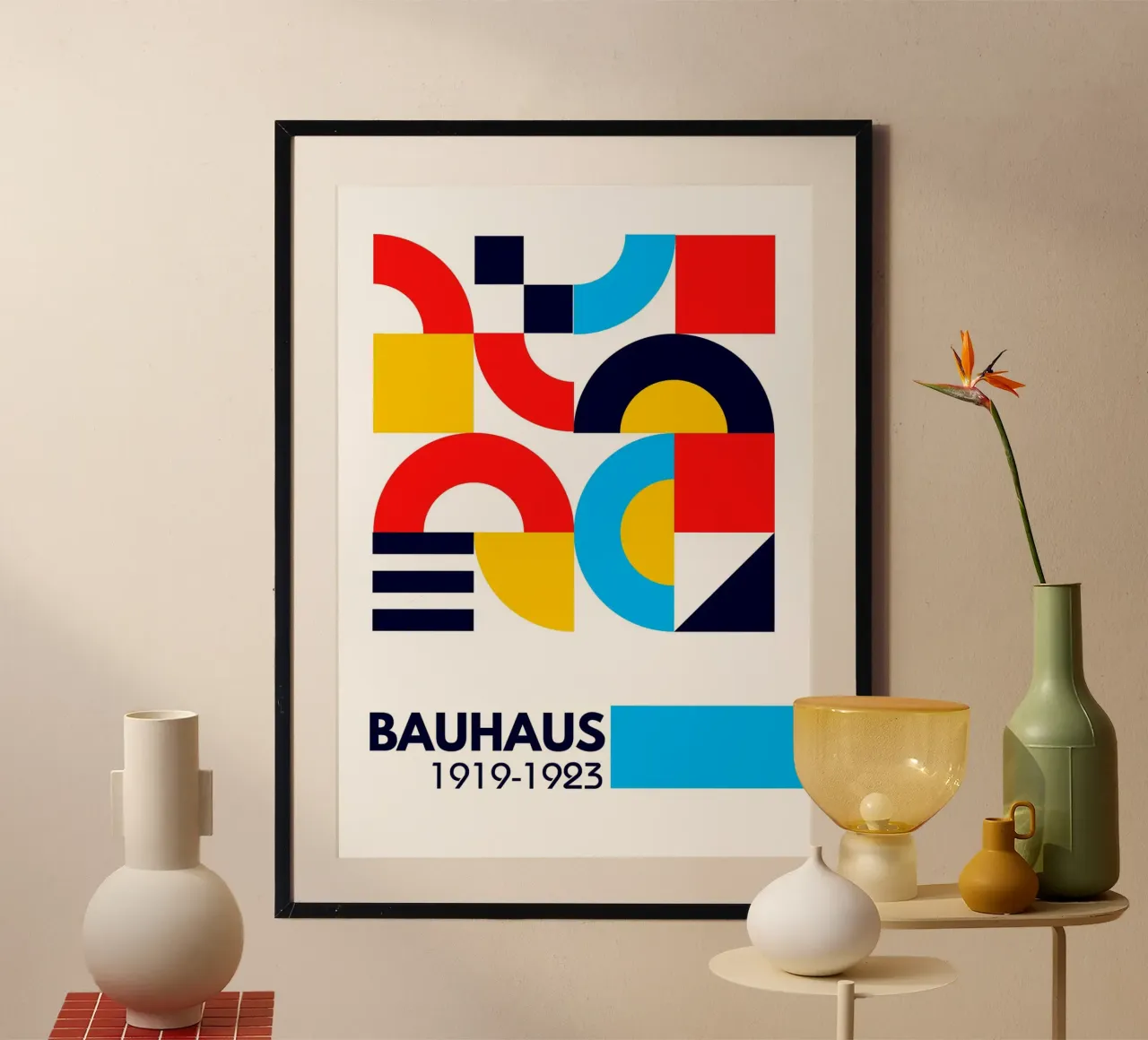 Bauhaus De Stijl Modular Art Print - Primary Geometric Poste hahnemühle de Grungeo
