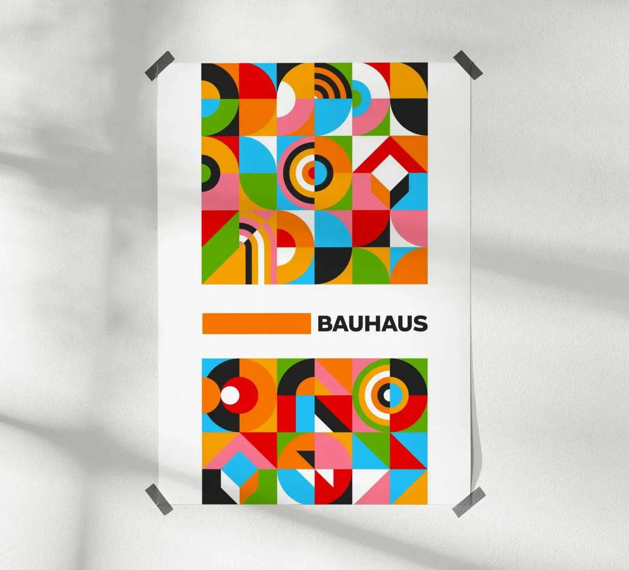 Vibrant Bauhaus Grid Pattern Poster - Abstract Modular Desig Hahnemühle von Grungeo