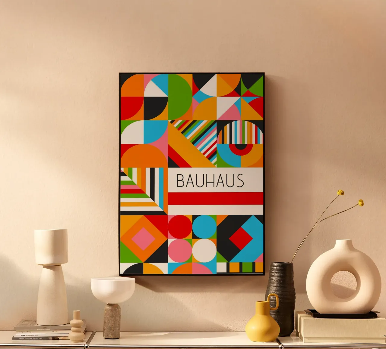 Maximalist Bauhaus Modular Art - Vibrant Geometric Pattern P Alu-Dibond von Grungeo