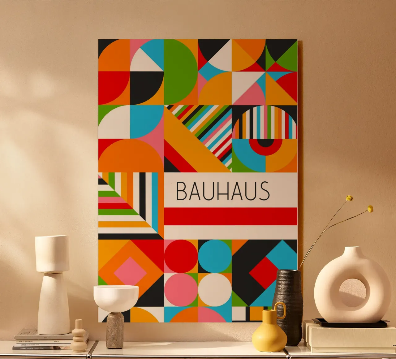 Maximalist Bauhaus Modular Art - Vibrant Geometric Pattern P Alu-Dibond von Grungeo