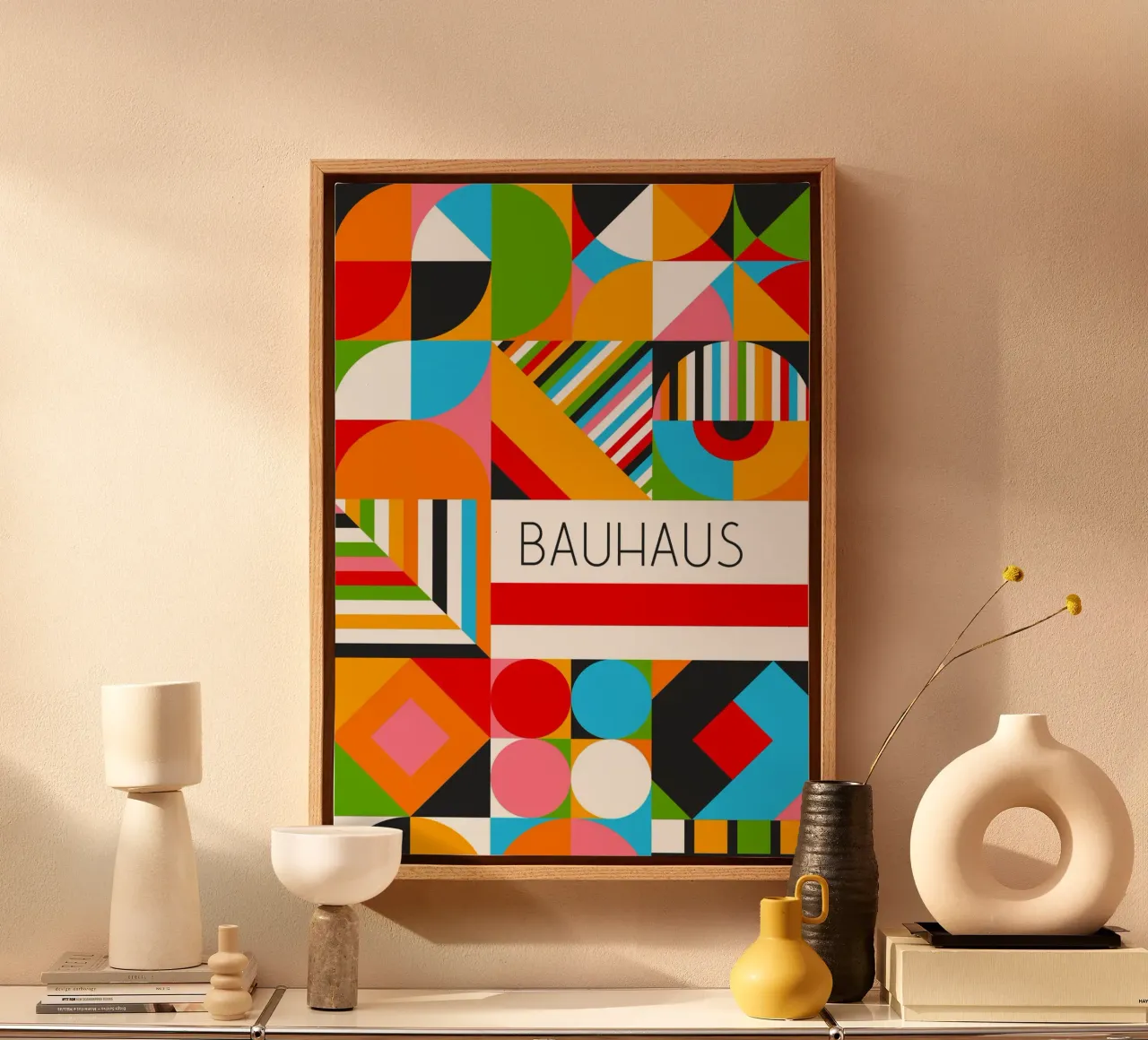 Maximalist Bauhaus Modular Art - Vibrant Geometric Pattern P canvas by Grungeo