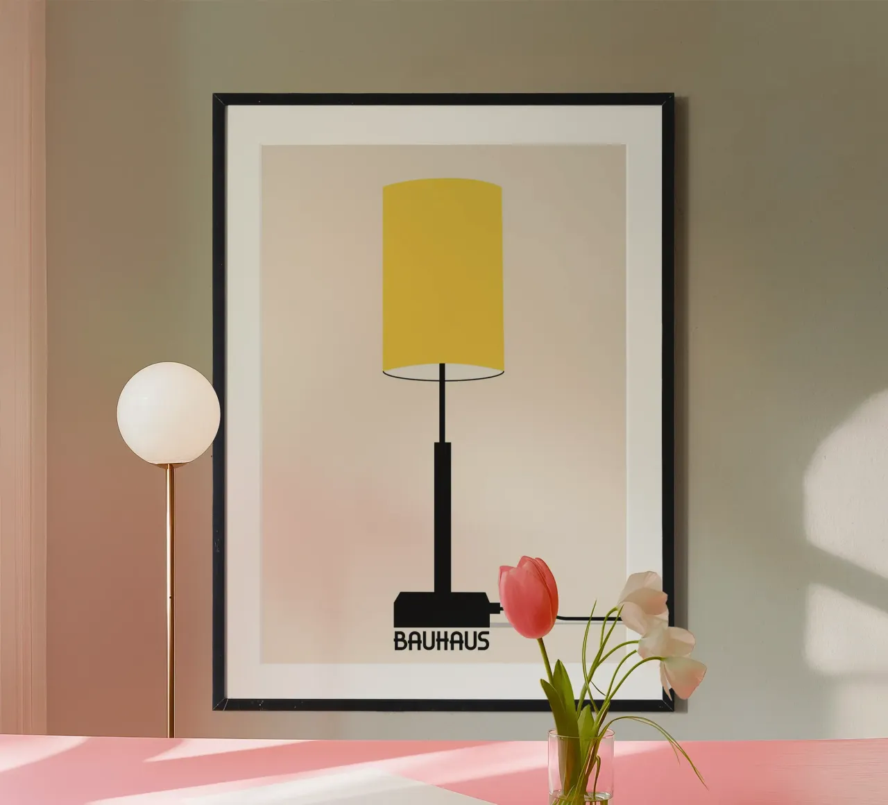 Lampada da terra Bauhaus Poster - Design classico minimalista giallo carta hahnemühle da Grungeo