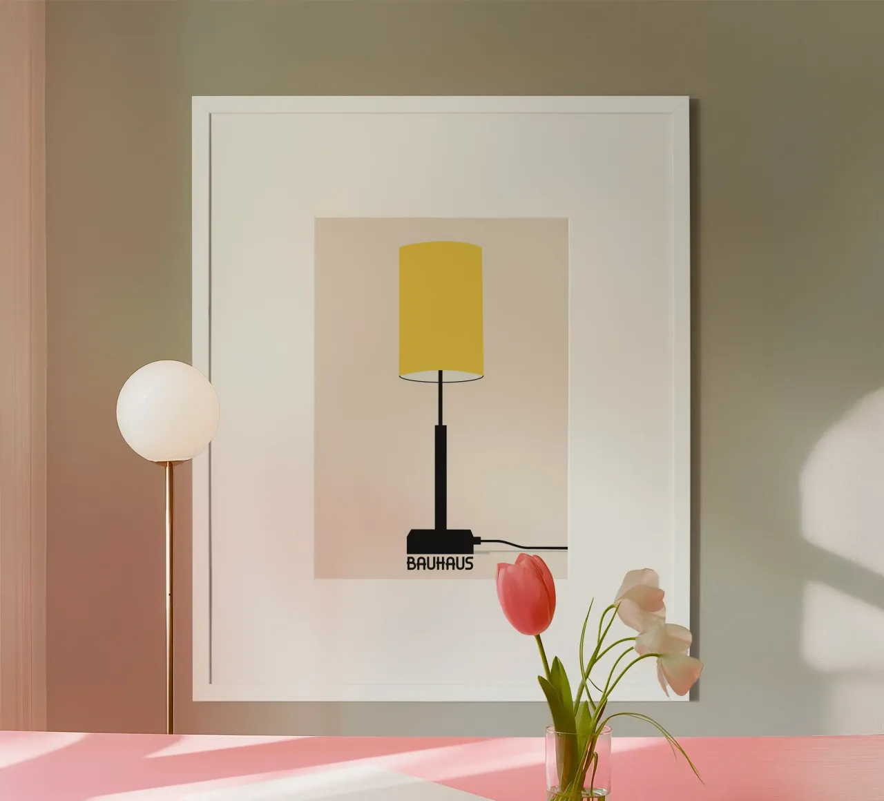 Lampada da terra Bauhaus Poster - Design classico minimalista giallo carta hahnemühle da Grungeo