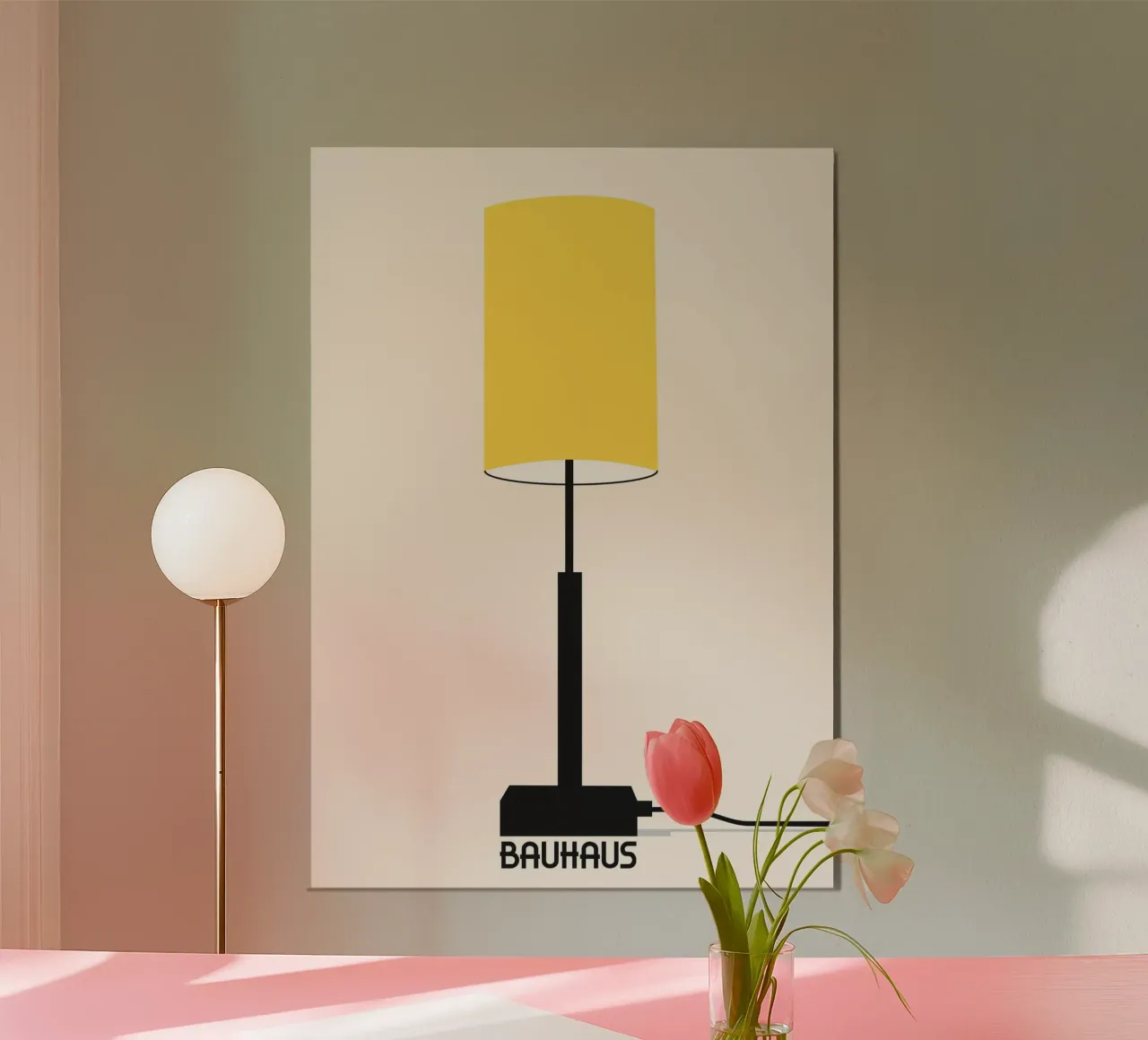 Lampada da terra Bauhaus Poster - Design classico minimalista giallo carta hahnemühle da Grungeo
