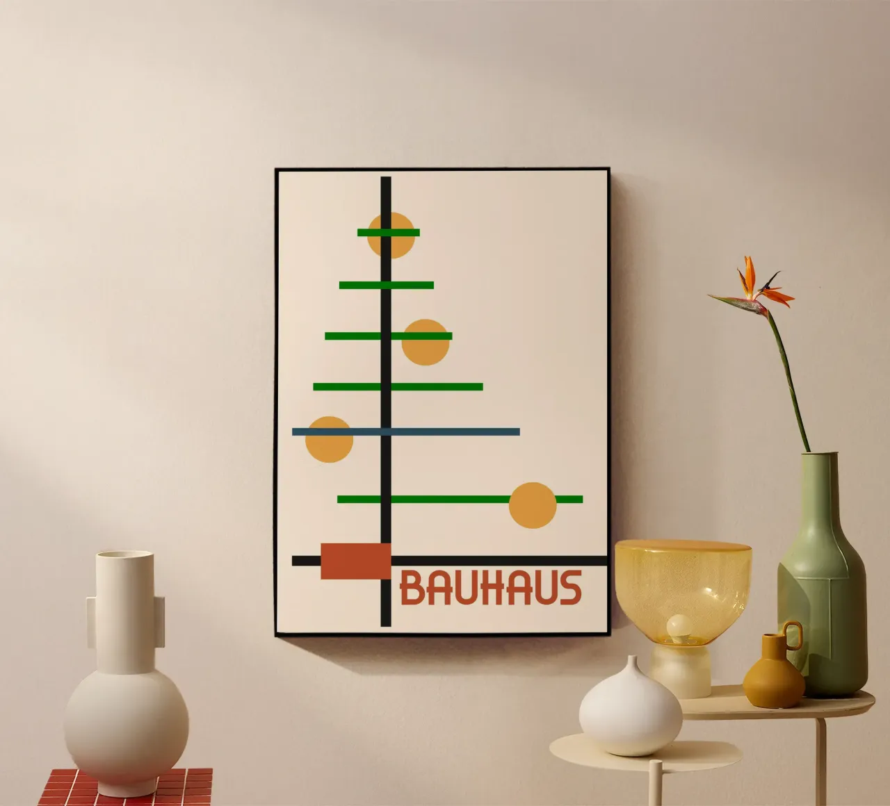 Poster astratto albero Bauhaus - Composizione verticale geometrica plexiglass da Grungeo