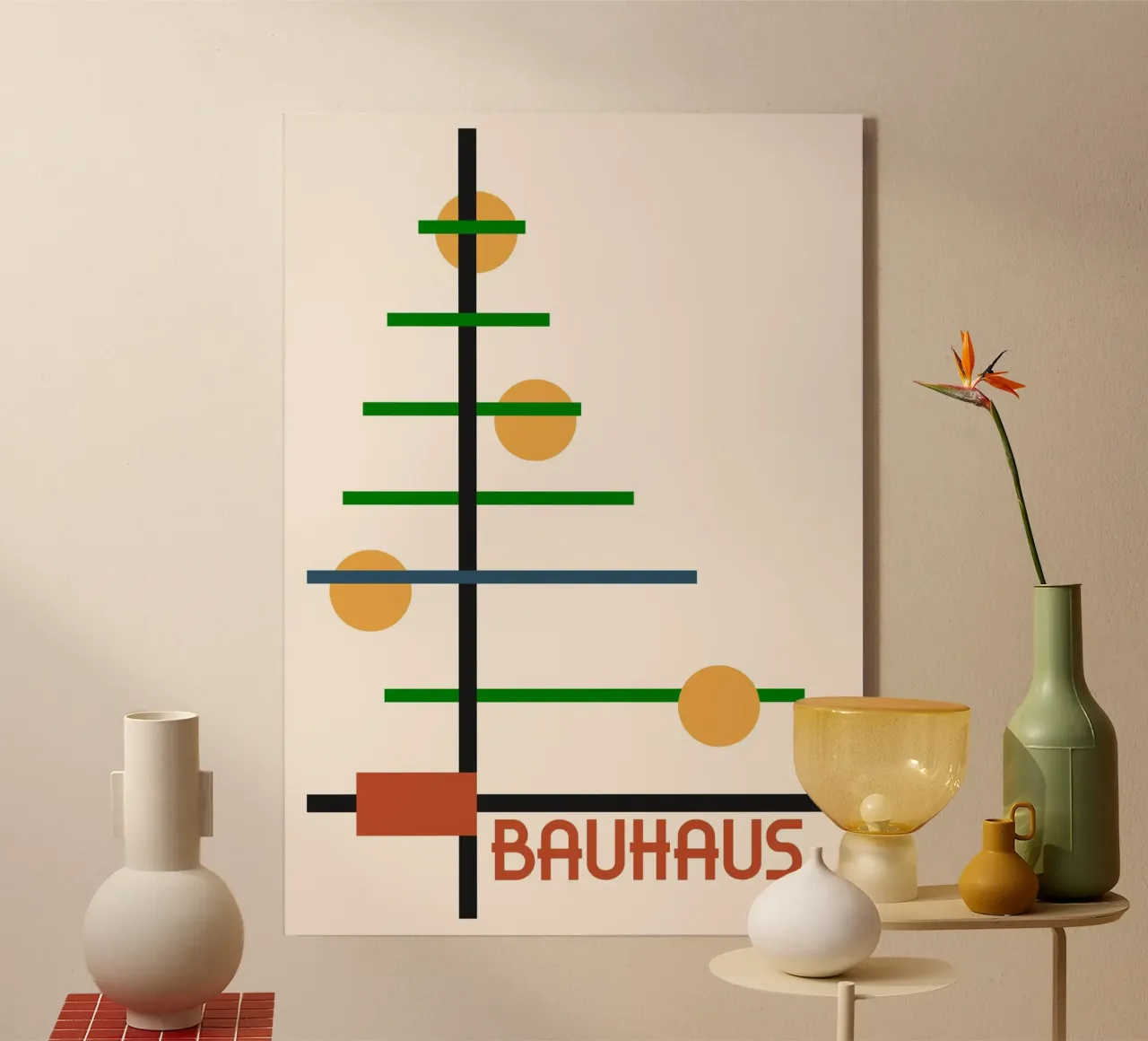 Poster astratto albero Bauhaus - Composizione verticale geometrica plexiglass da Grungeo
