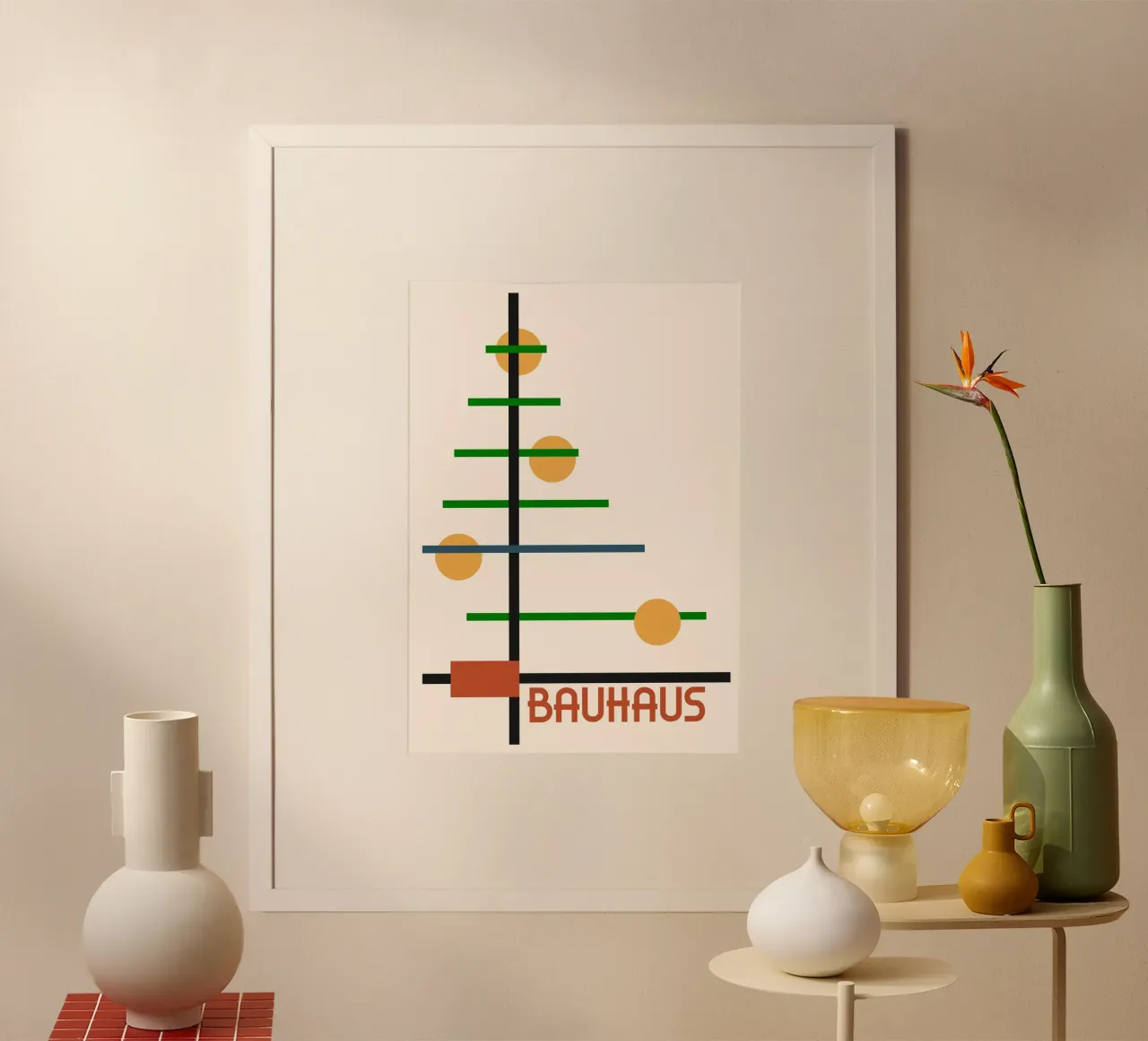 Póster Bauhaus Árbol Abstracto - Composición Geométrica Vertical hahnemühle de Grungeo