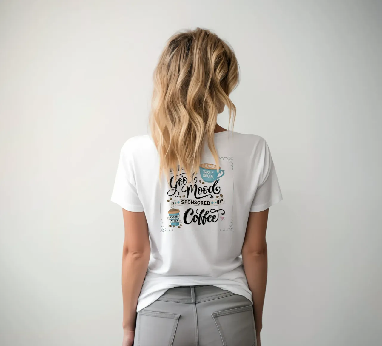 Kaffee. Zitat. Buon umore. Felicità. t-shirt da CalliLetters
