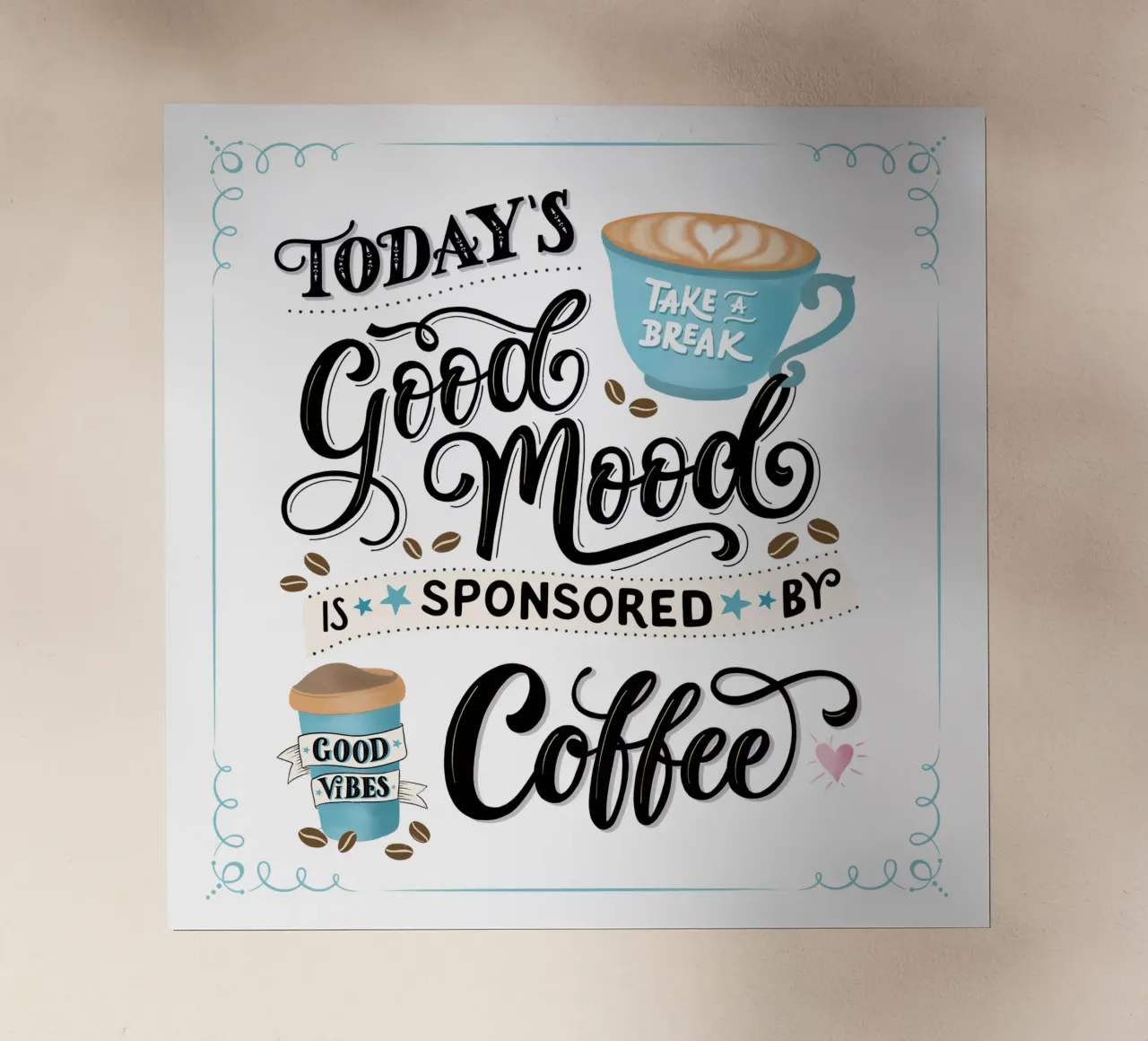 Kaffee. Zitat. Buon umore. Felicità. pellicola backlit da CalliLetters