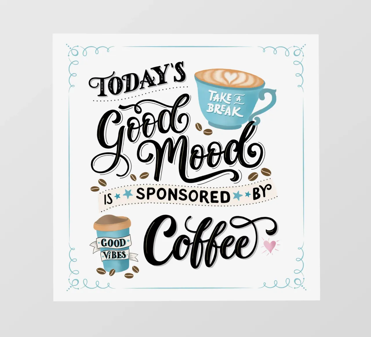 Kaffee. Zitat. Buon umore. Felicità. telo in pvc da CalliLetters